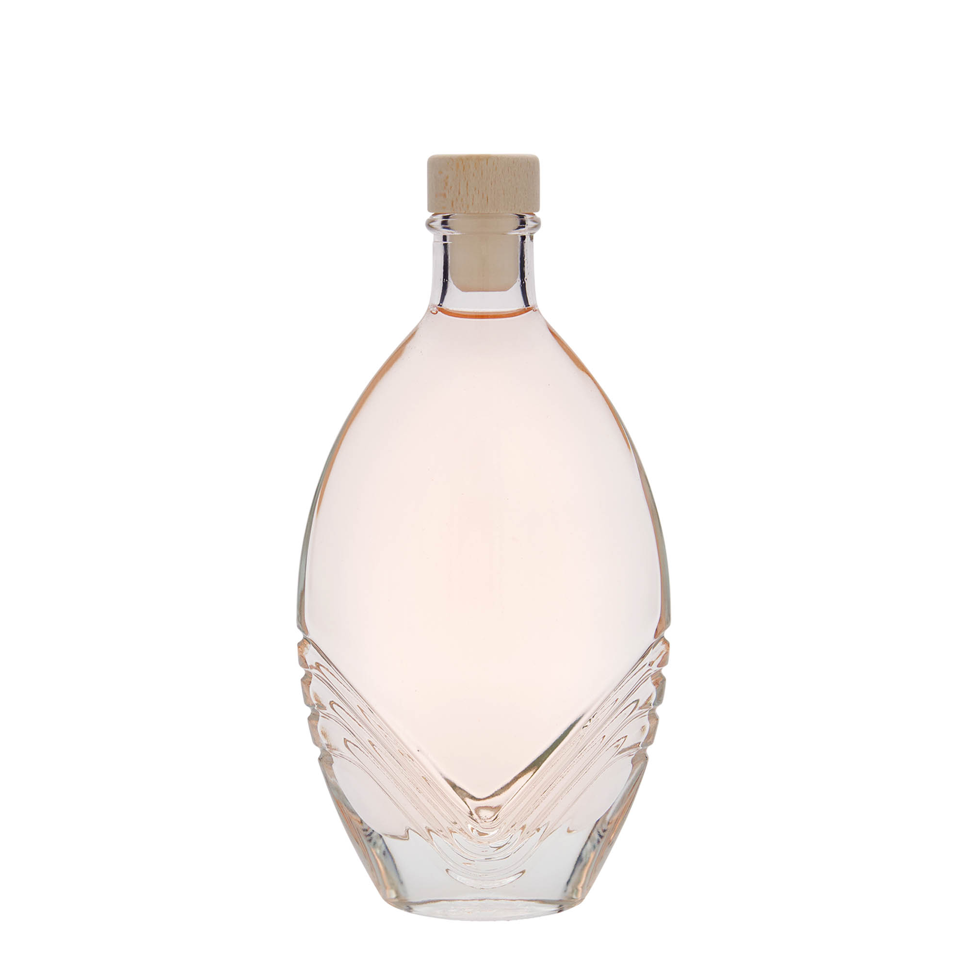 Sticlă de sticlă de 200 ml „Florence”, ovală, gura: dop de plută