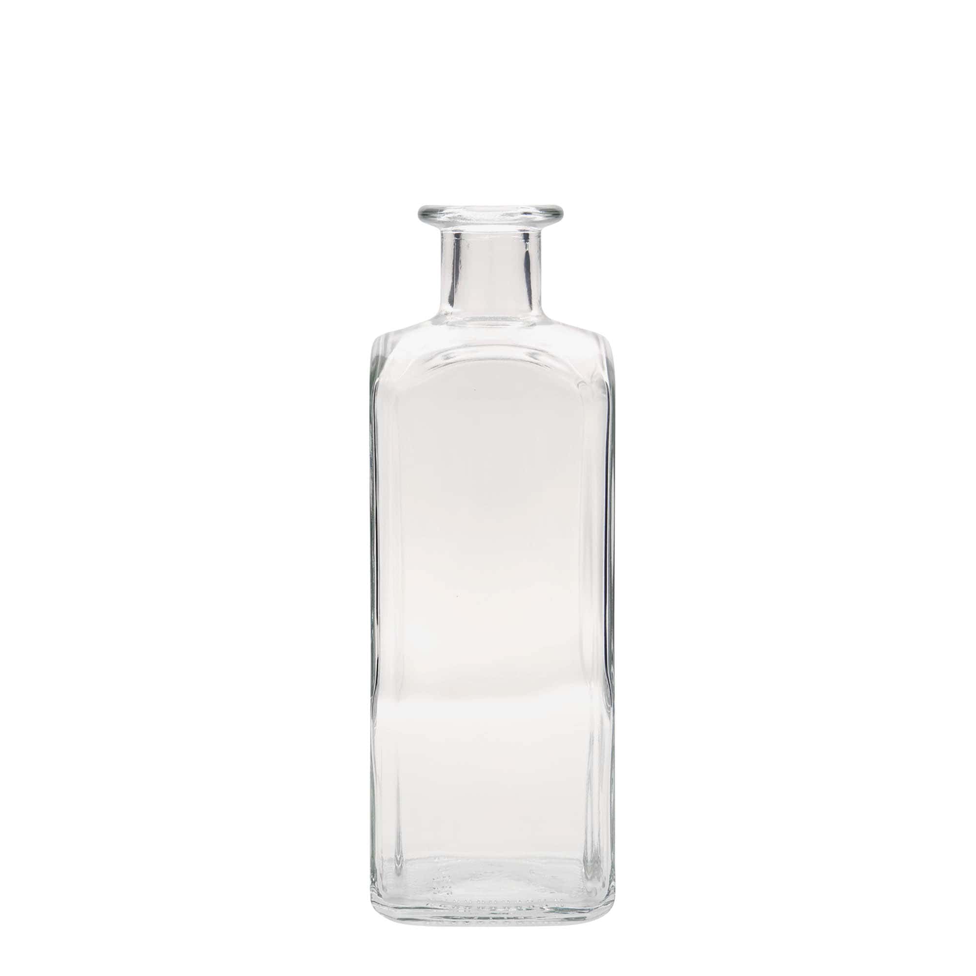 Sticlă de sticlă de 500 ml Apotheker Carré, pătrată, gură: plută