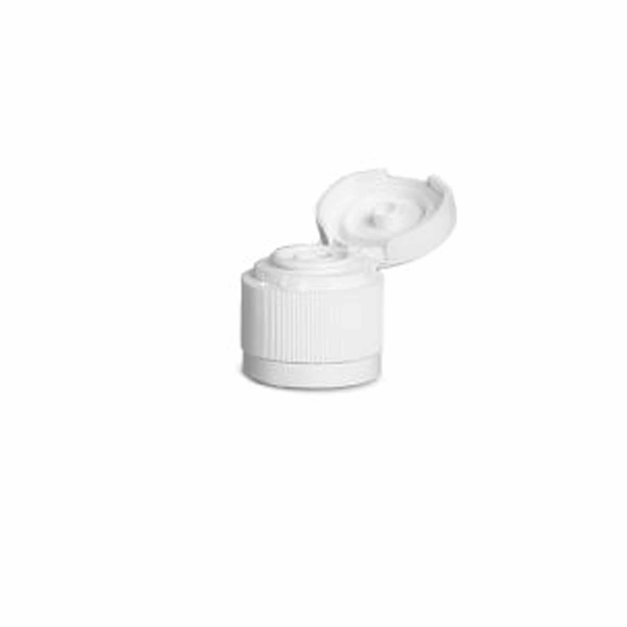 Capac cu filet și balama pliabilă, plastic PP, alb, pentru deschidere: DIN 18 Capac cu filet și balama pliabilă, plastic PP, alb, pentru deschidere: DIN 18
