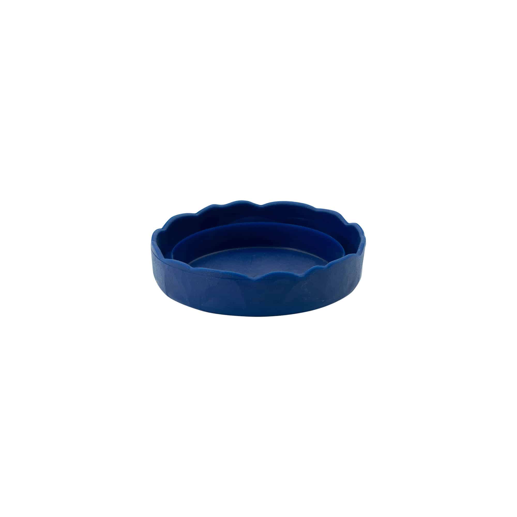 Capac cu margine pentru oală ceramică cu gât îngust, plastic HDPE, albastru