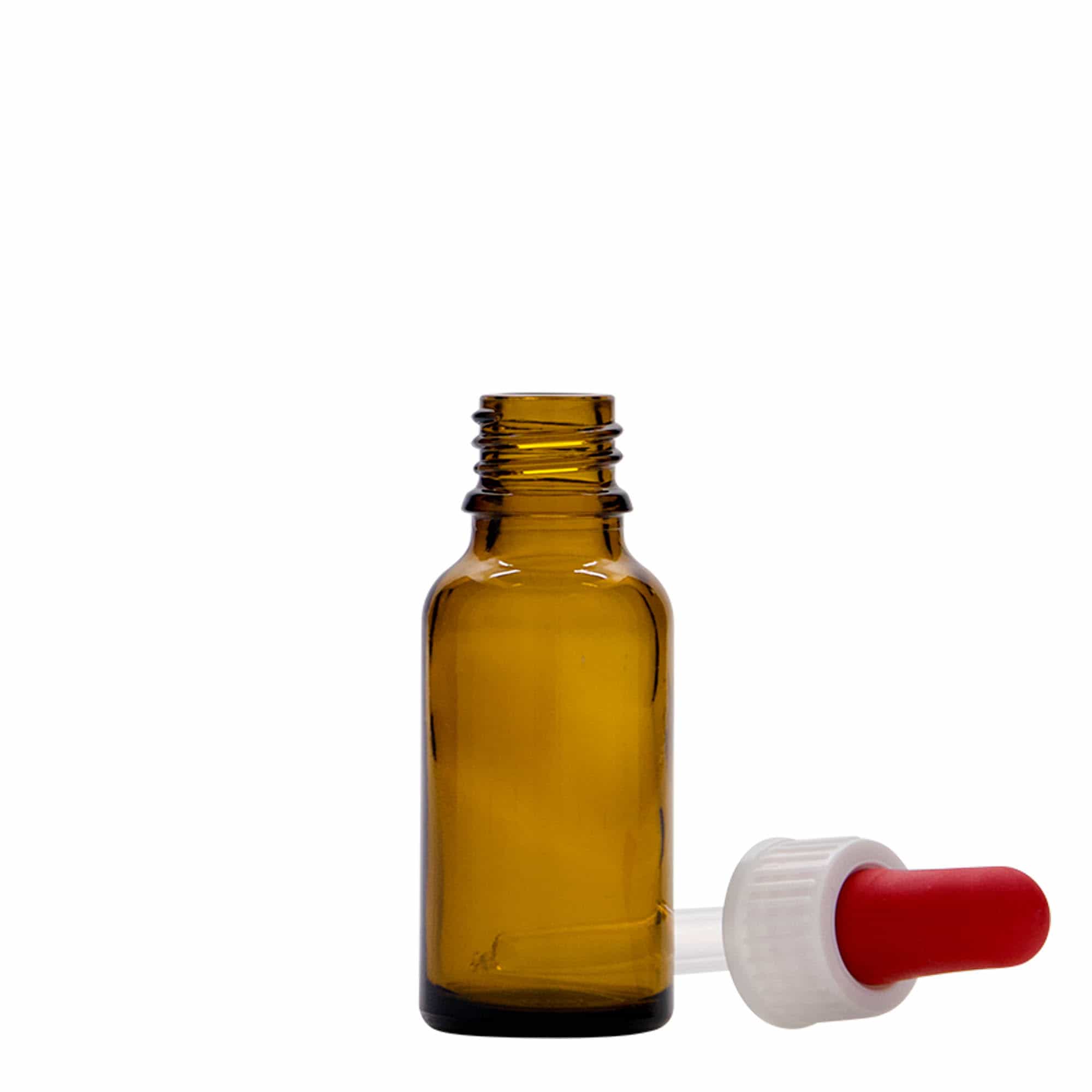 Flacon cu pipetă 20 ml, medicină, sticlă, maro, gură: DIN 18