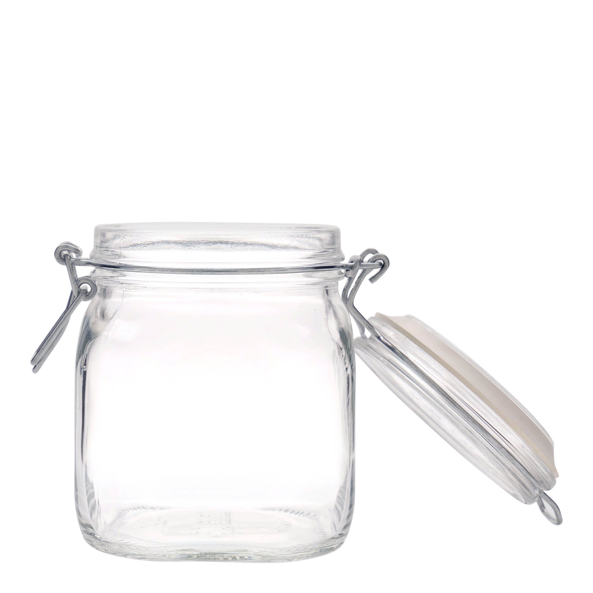 750 ml borcan cu clemă metalică 'Fido', pătrat, deschidere: închidere cu clemă metalică