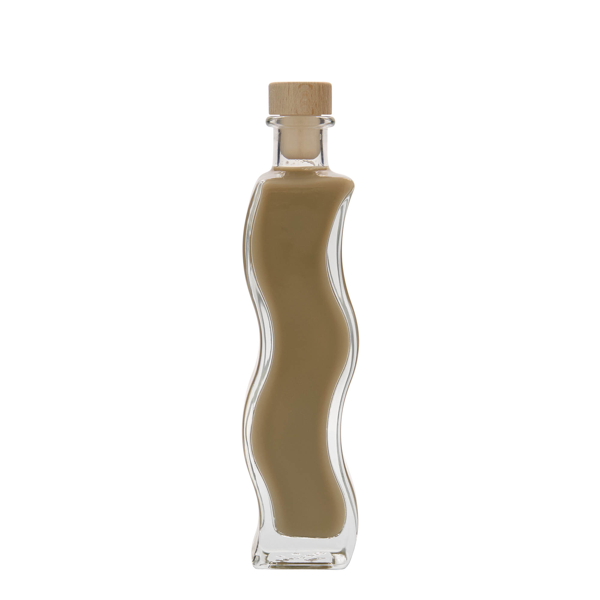 Sticlă de sticlă de 200 ml „Val”, pătrată, gura: dop de plută