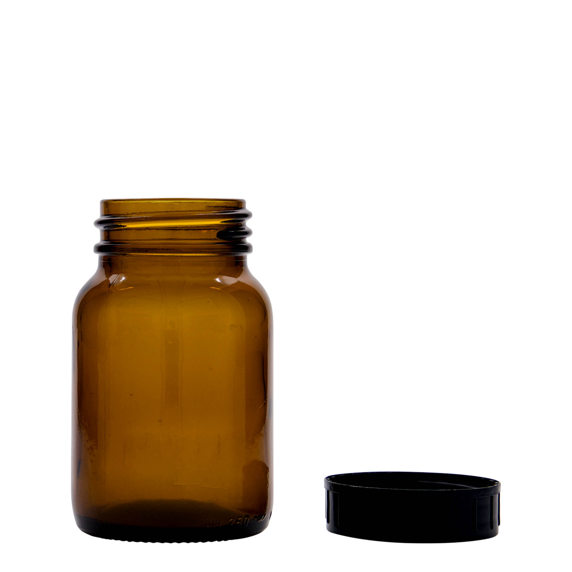 250 ml borcan cu gât larg, maro, deschidere: DIN 55