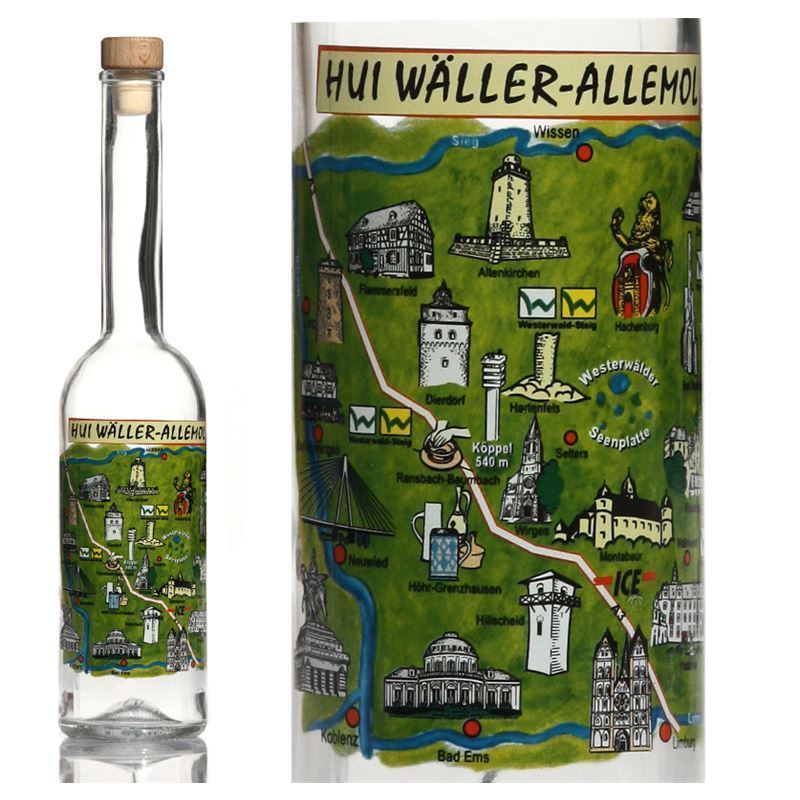 Sticlă de sticlă de 500 ml „Opera”, motiv: Westerwald, gura: dop de plută