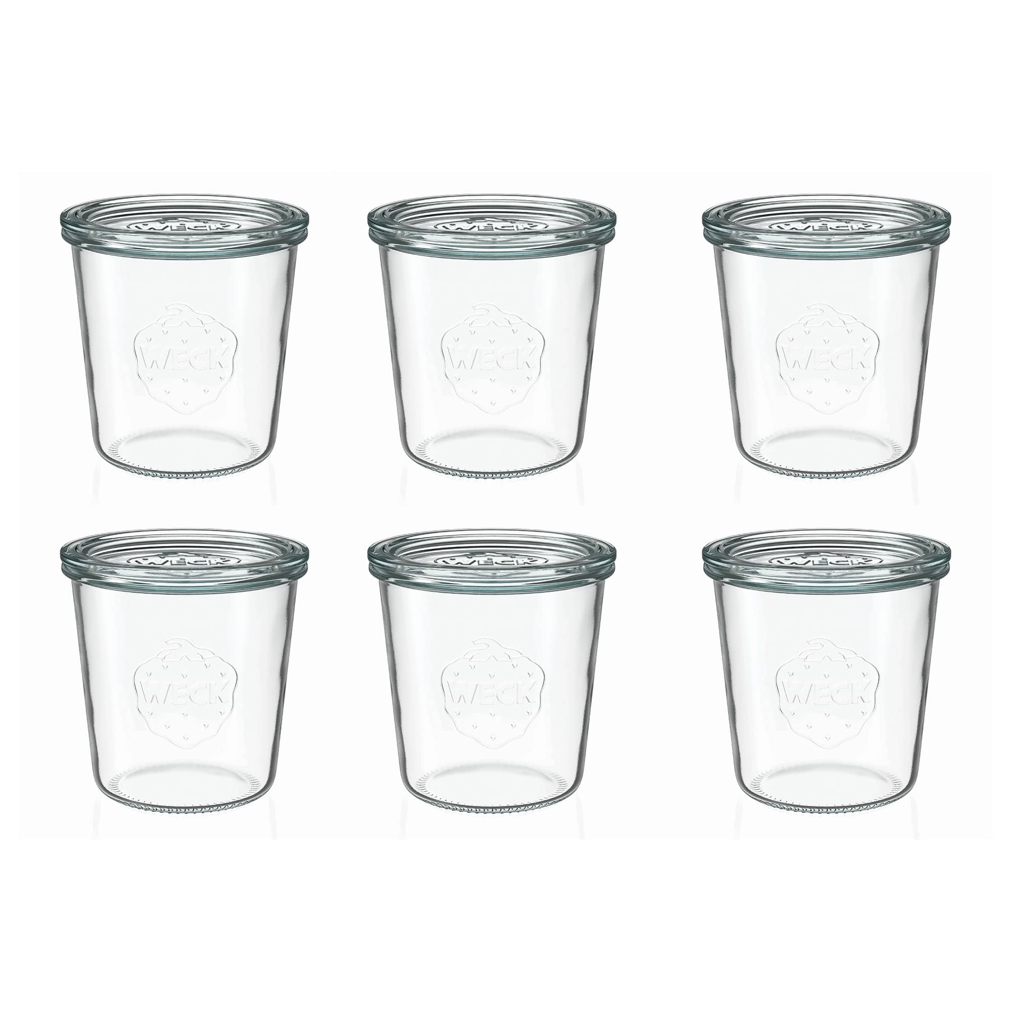 6x 580 ml borcan WECK cu gura largă cu capac de sticlă RR 100