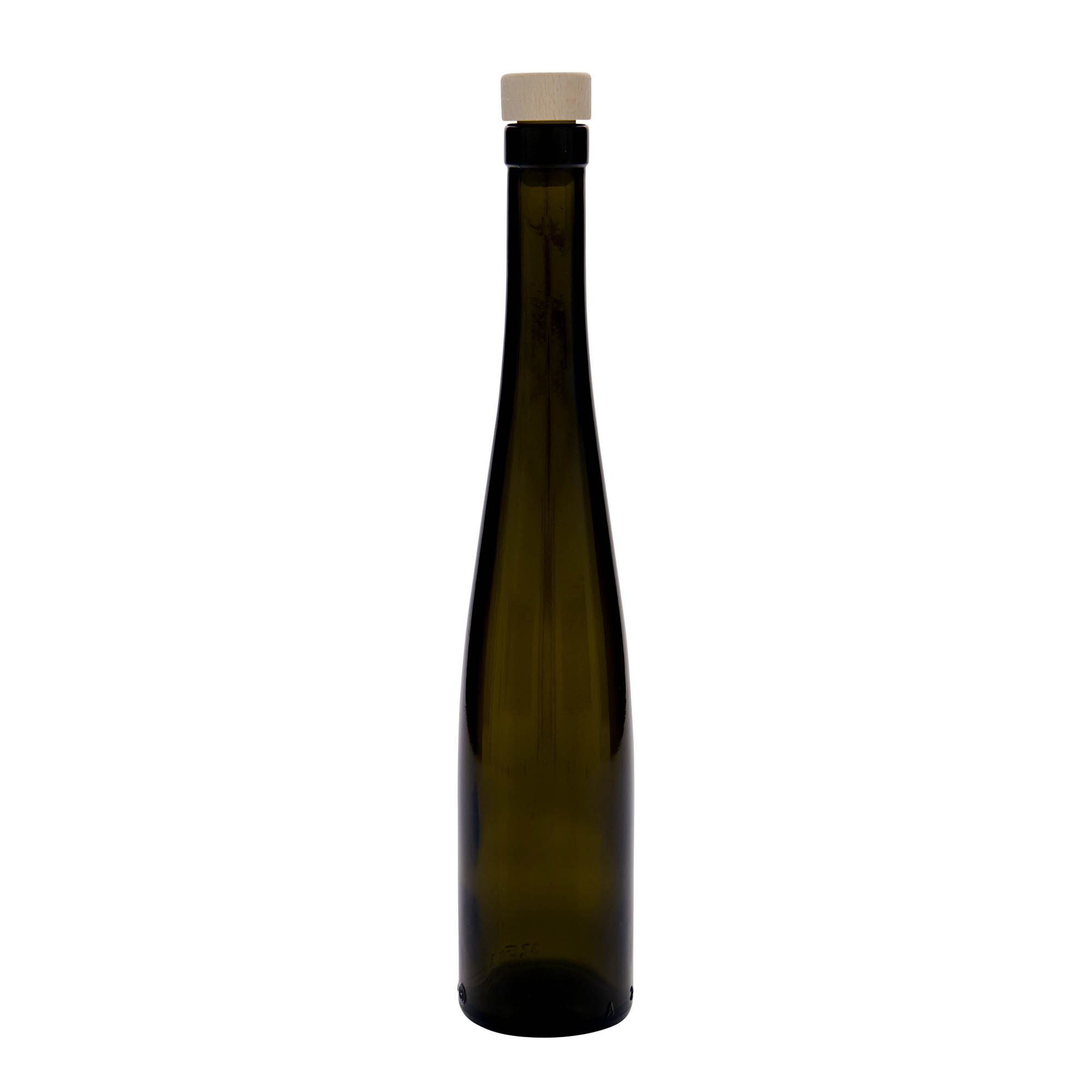 Sticlă de sticlă de 375 ml „Weinschlegel”, verde antic, gura: dop de plută