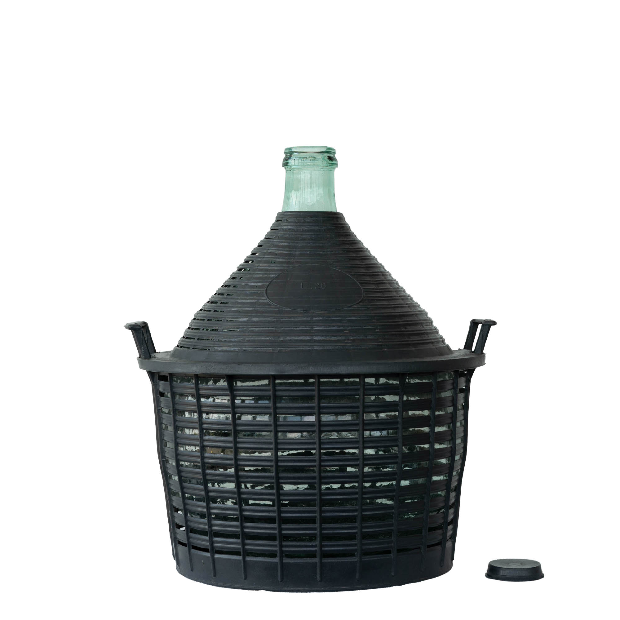 Butelie balon de 20 l, gât îngust, sticlă, gură: capac cu clapetă