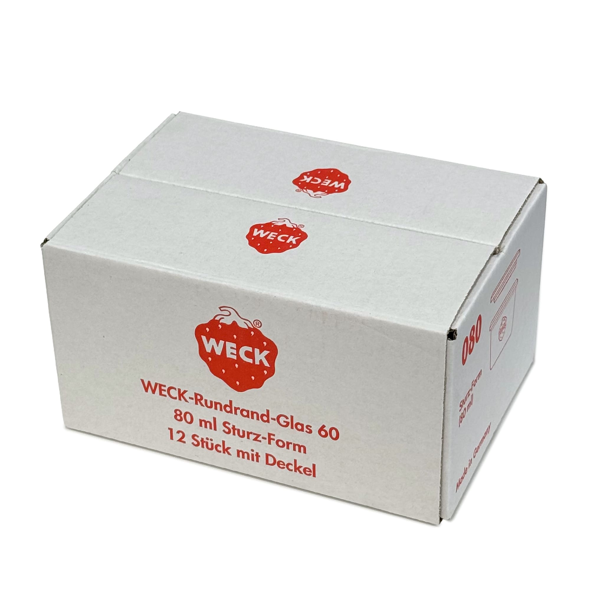 12x 80 ml borcan WECK cu gura largă cu capac de sticlă RR 60