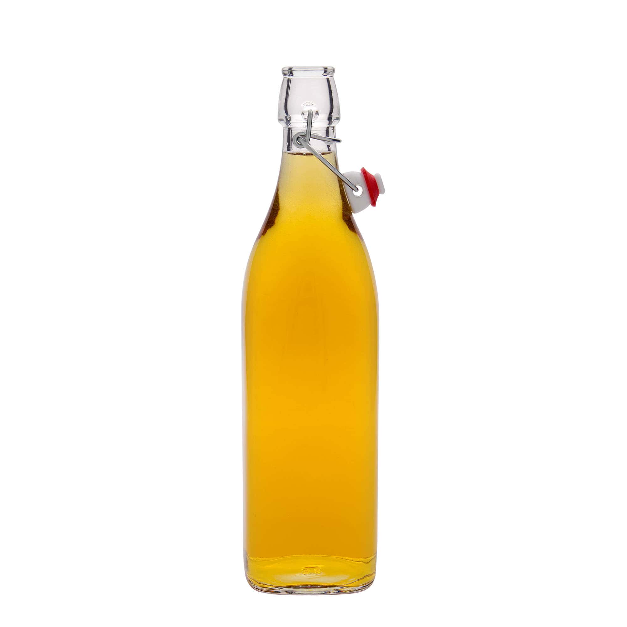Sticlă de sticlă de 1.000 ml „Swing, pătrată, gât: închidere cu clemă”