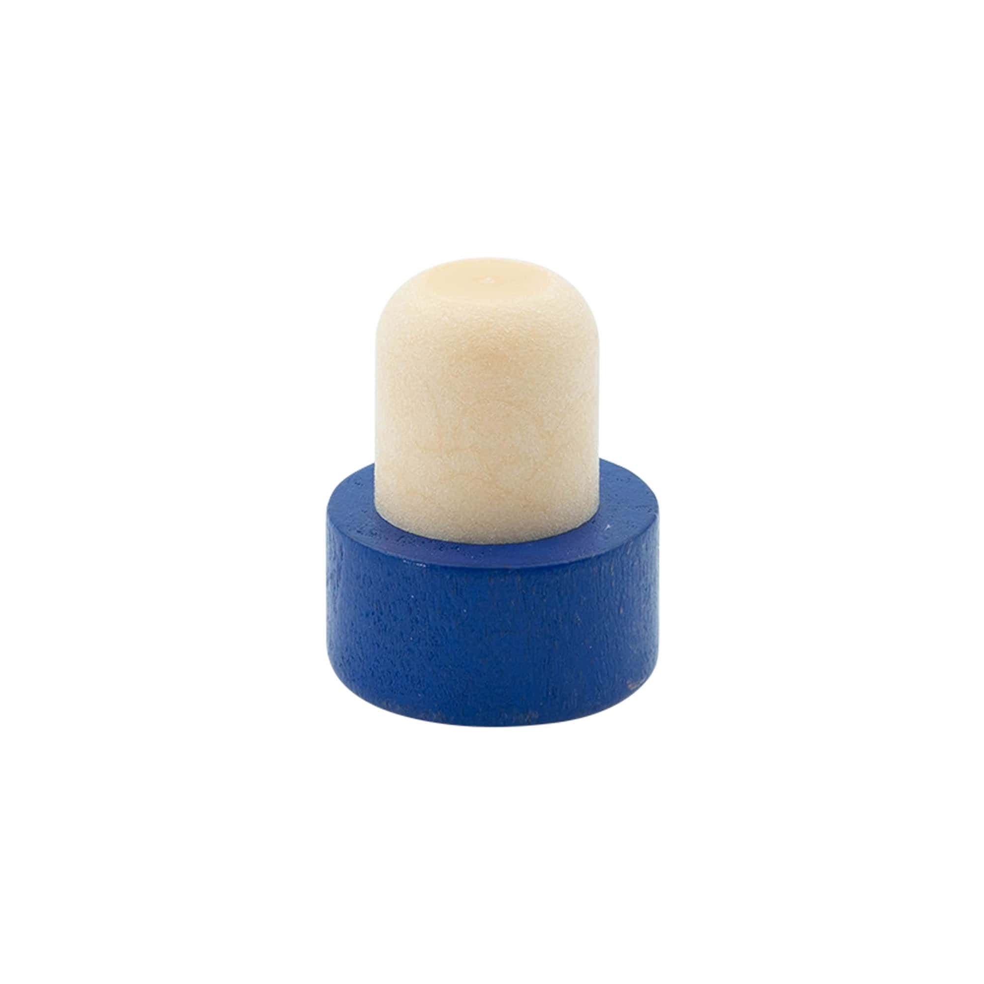 Dop cu mâner 19 mm, lemn/plastic, albastru, pentru gură: dop de plută
