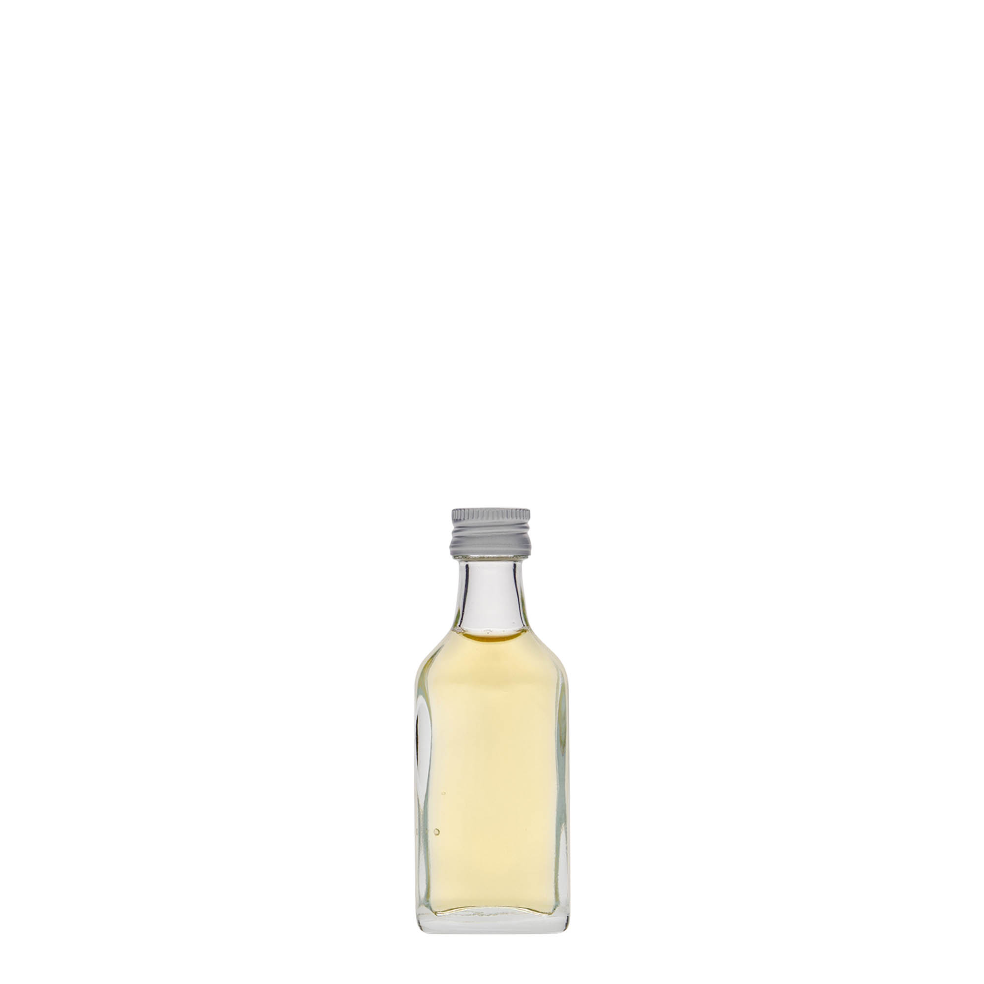Sticluță de buzunar de 20 ml, dreptunghiulară, sticlă, gura: PP 18