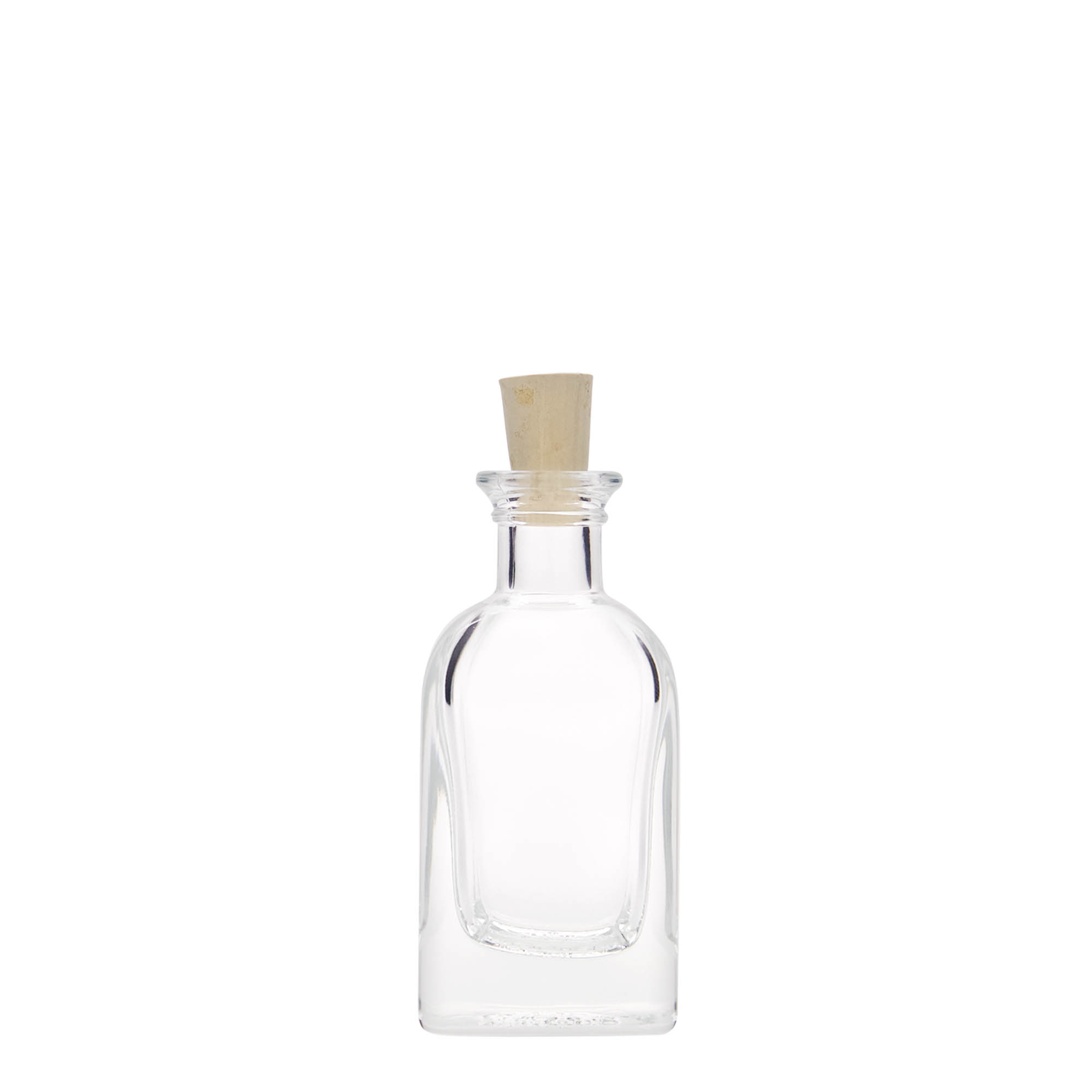 Sticlă de 40 ml, pătrată, Apotheker Carré, gât: dop de plută Sticlă de 40 ml, pătrată, Apotheker Carré, gât: dop de plută