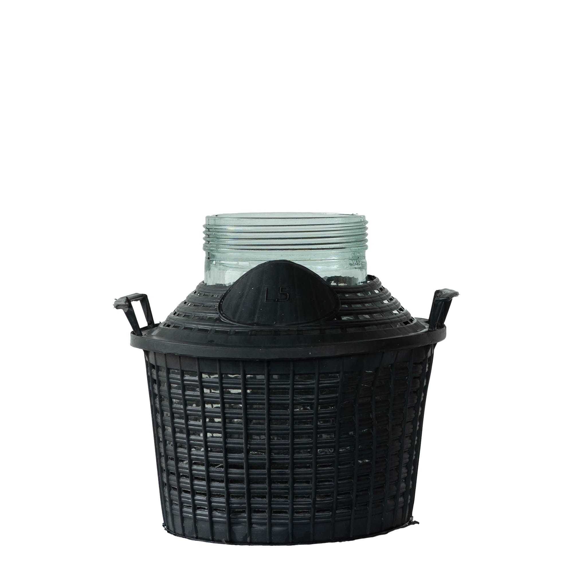 Butelie cu balon de 5 l, gât larg, sticlă, gură: capac cu filet