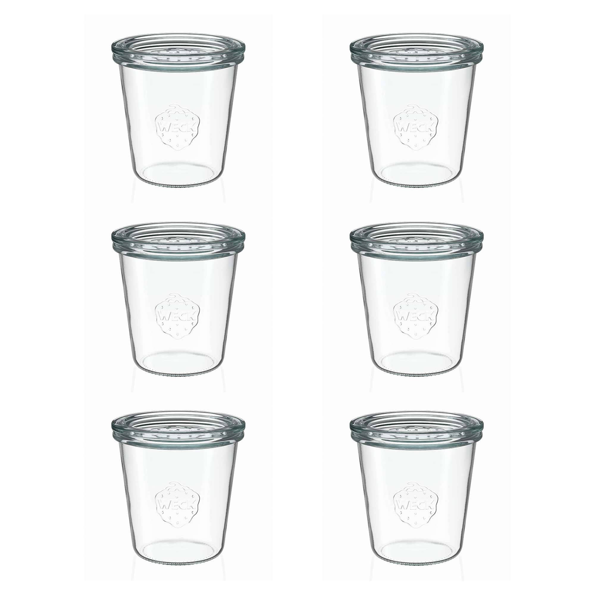 6x 290 ml borcan WECK cu gura largă înalt cu capac de sticlă RR 80