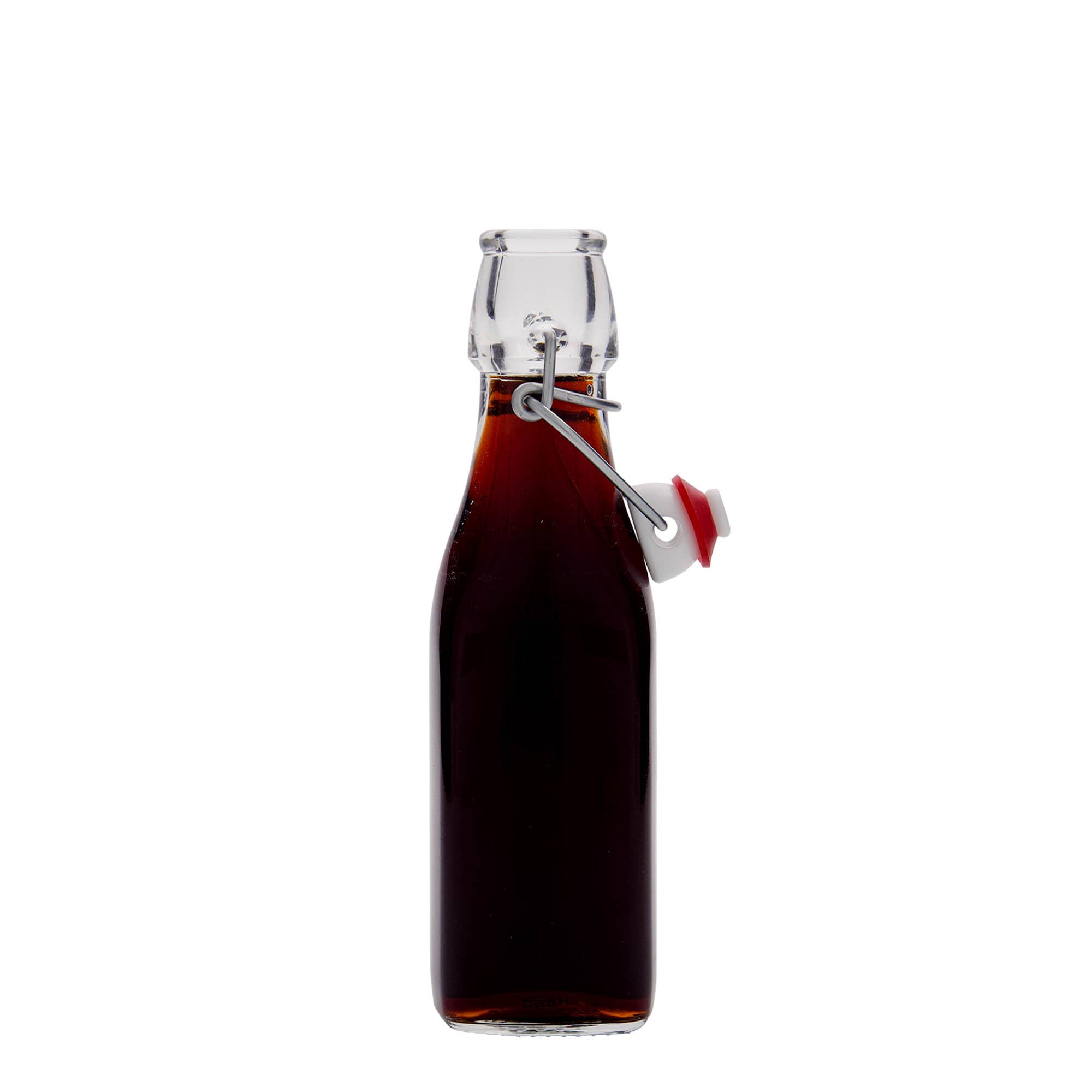 Sticlă de sticlă de 250 ml „Swing, pătrată, gura: închidere cu clemă”