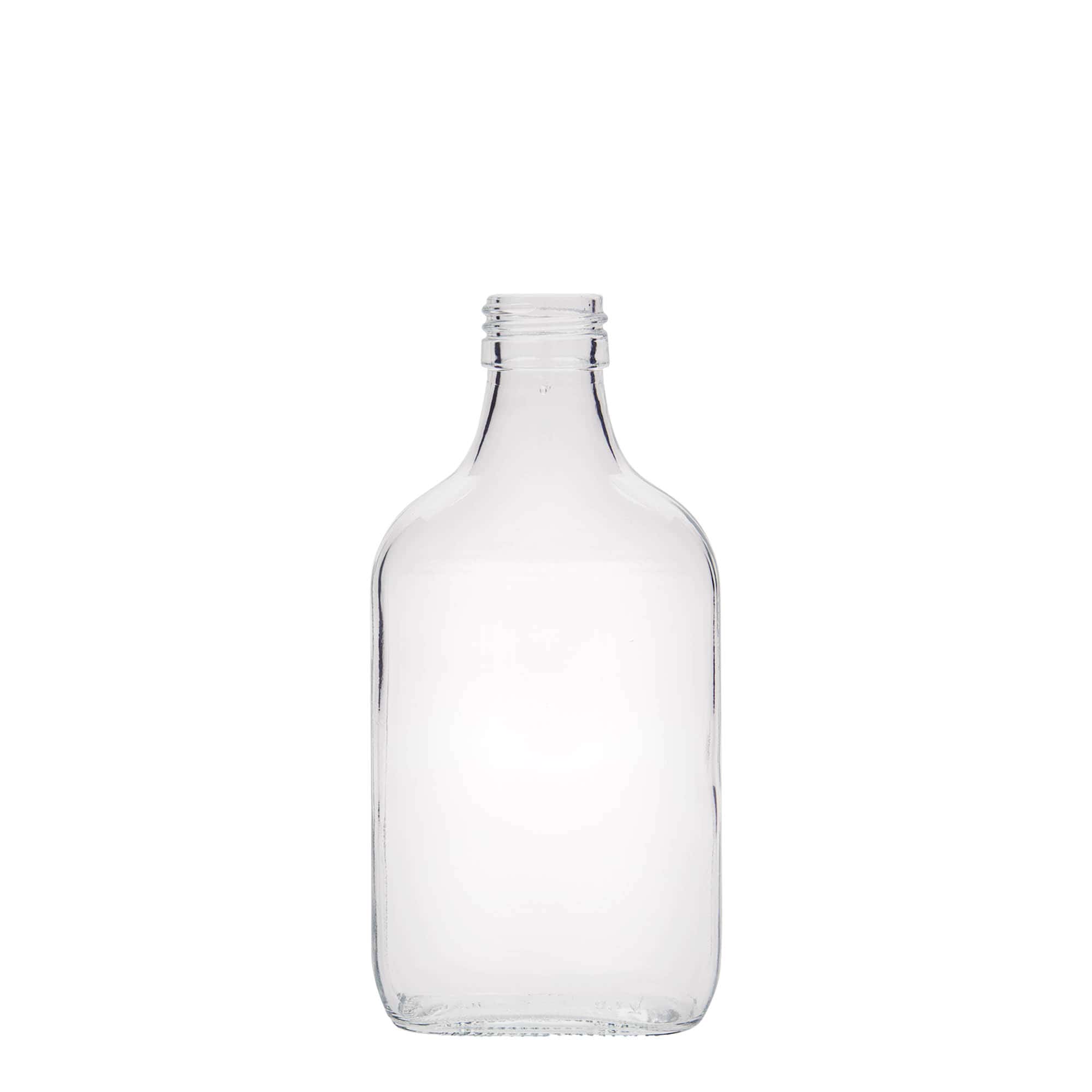 Sticlă de buzunar 200 ml, dreptunghiulară, sticlă, gura: PP 28