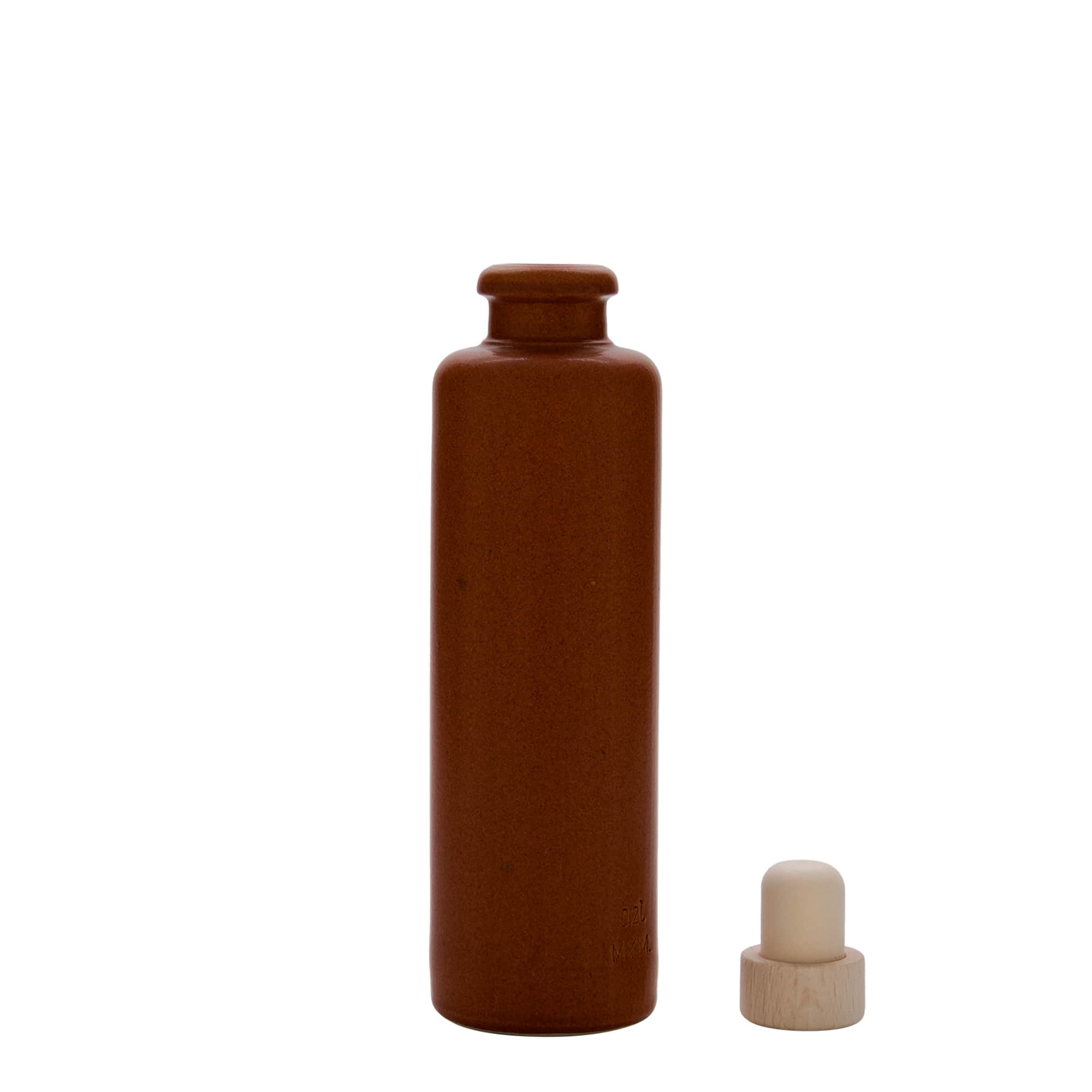 200 ml ulcior de lut, ceramică, roșu-maro, gura: dop de plută