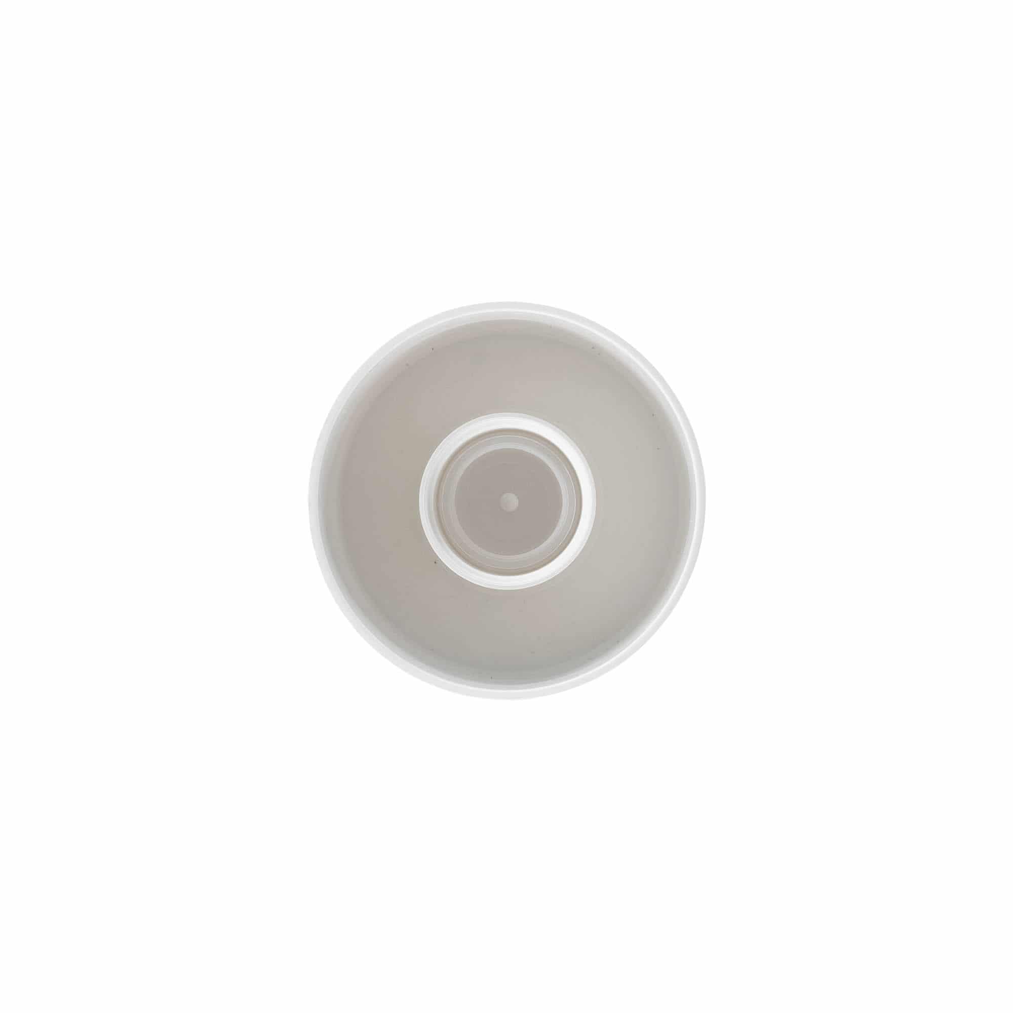 Capac cu filet pentru sticlă rotundă cu inserție pentru seringă, plastic PE, alb, pentru gura: DIN 25