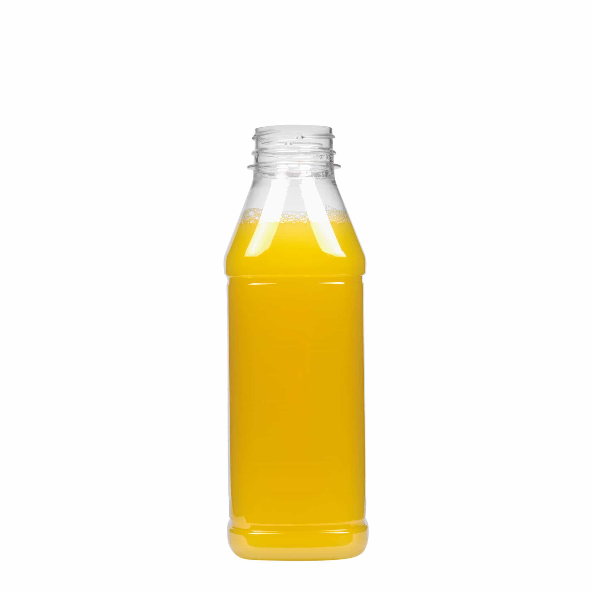 Sticlă PET 500 ml „Milk and Juice Carré”, pătrată, plastic, gura: 38 mm Sticlă PET 500 ml „Milk and Juice Carré”, pătrată, plastic, gura: 38 mm