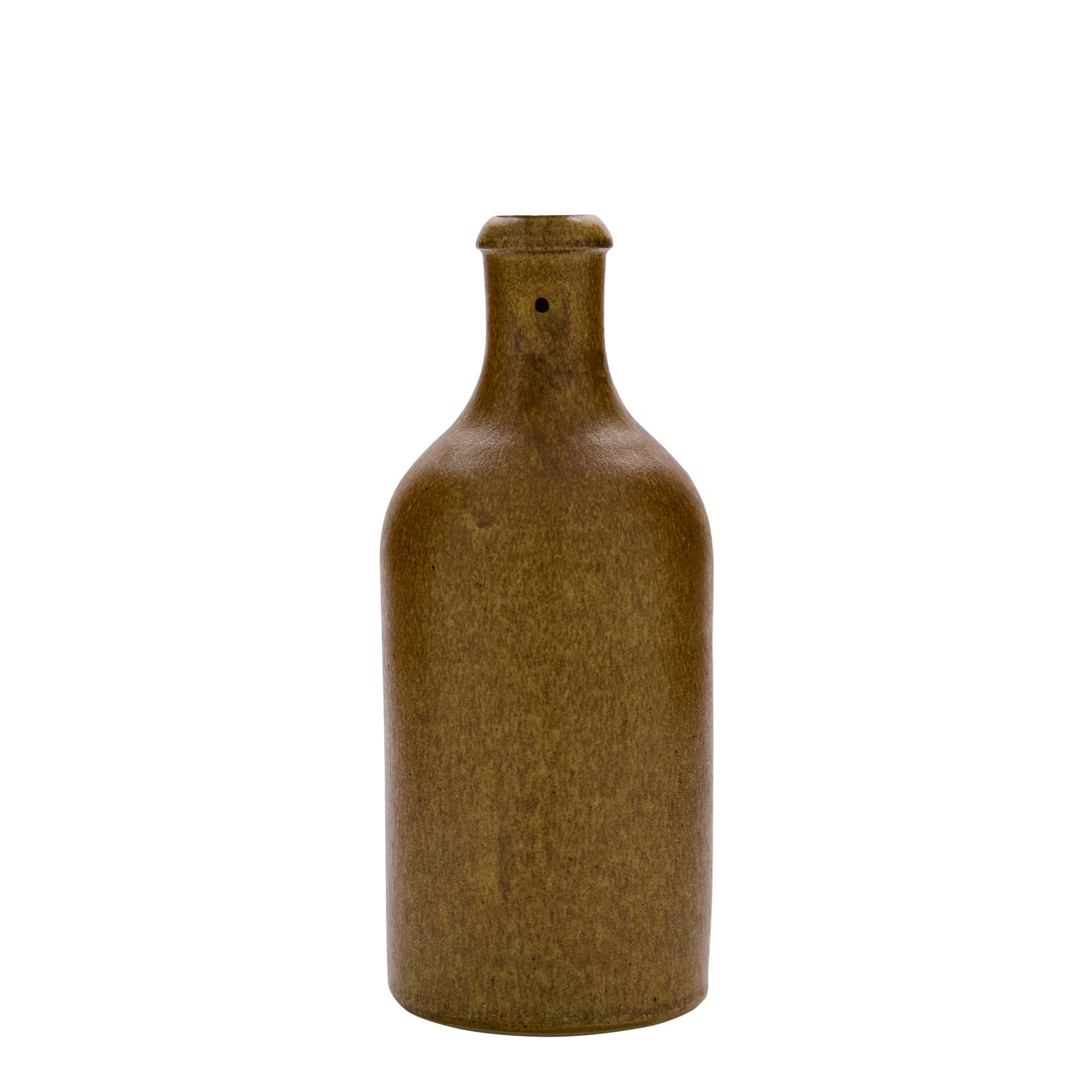 500 ml ulcior de ceramică, gresie, maro-cristal, gura: închidere cu clemă