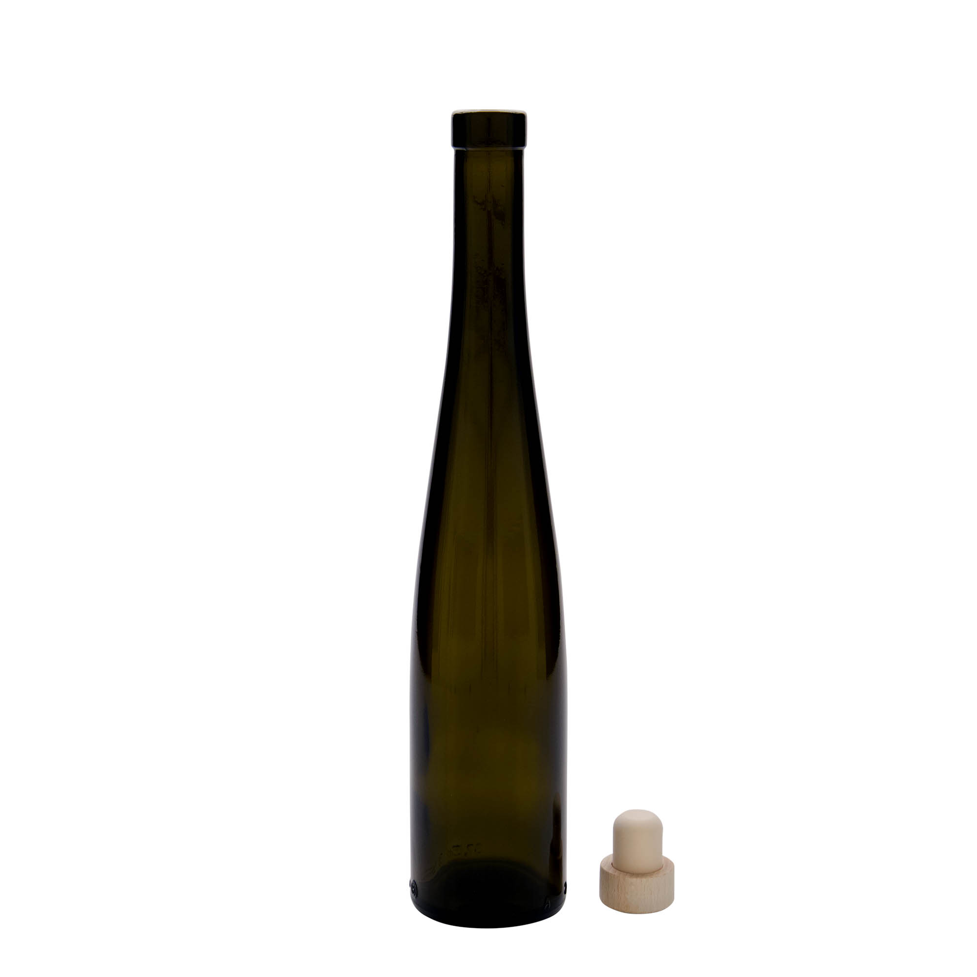 Sticlă de sticlă de 375 ml „Weinschlegel”, verde antic, gura: dop de plută
