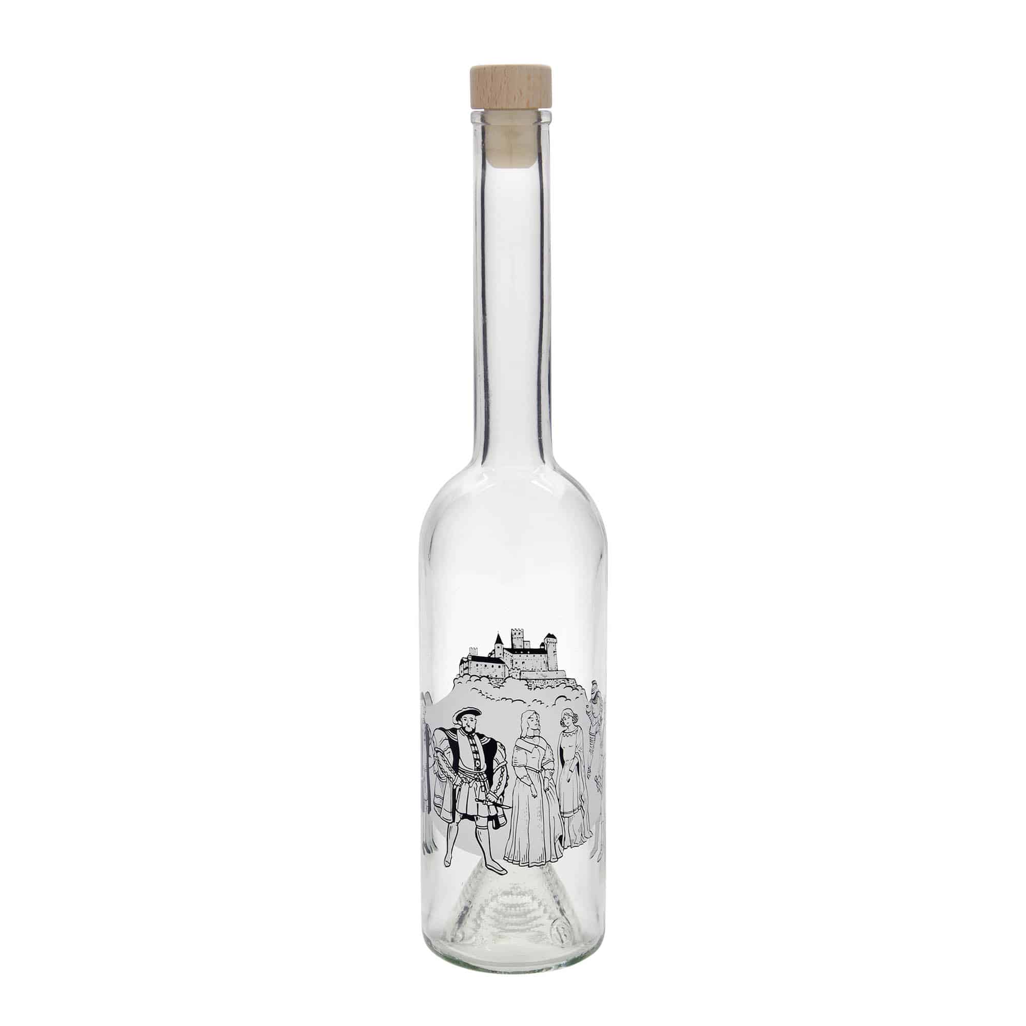 Sticlă de sticlă de 500 ml „Opera”, motiv: Evul Mediu, gură: dop de plută