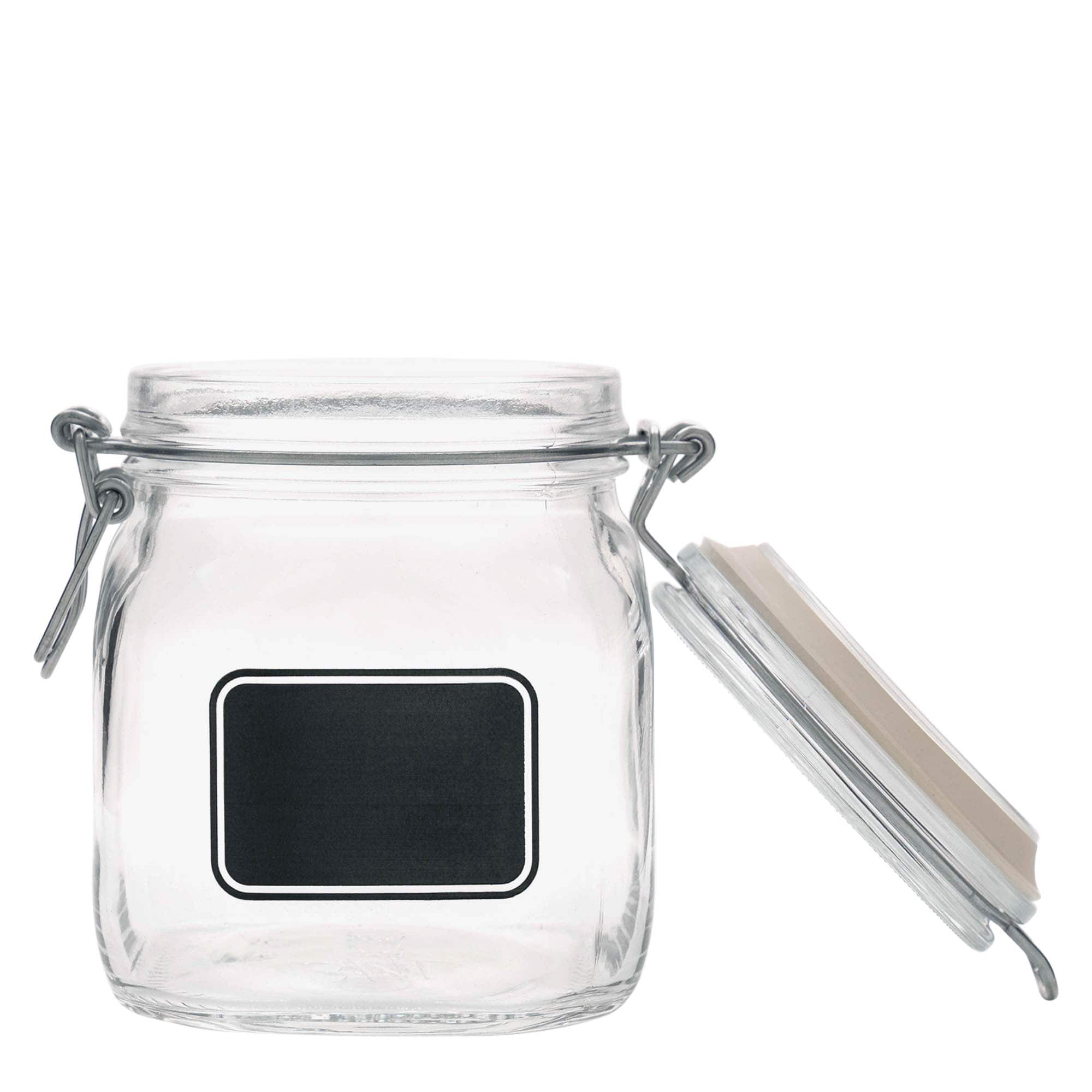 750 ml borcan cu clemă metalică „Fido”, motiv: câmp pentru etichetă, pătrat, gura: închidere cu clemă metalică 750 ml borcan cu clemă metalică „Fido”, motiv: câmp pentru etichetă, pătrat, gura: închidere cu clemă metalică
