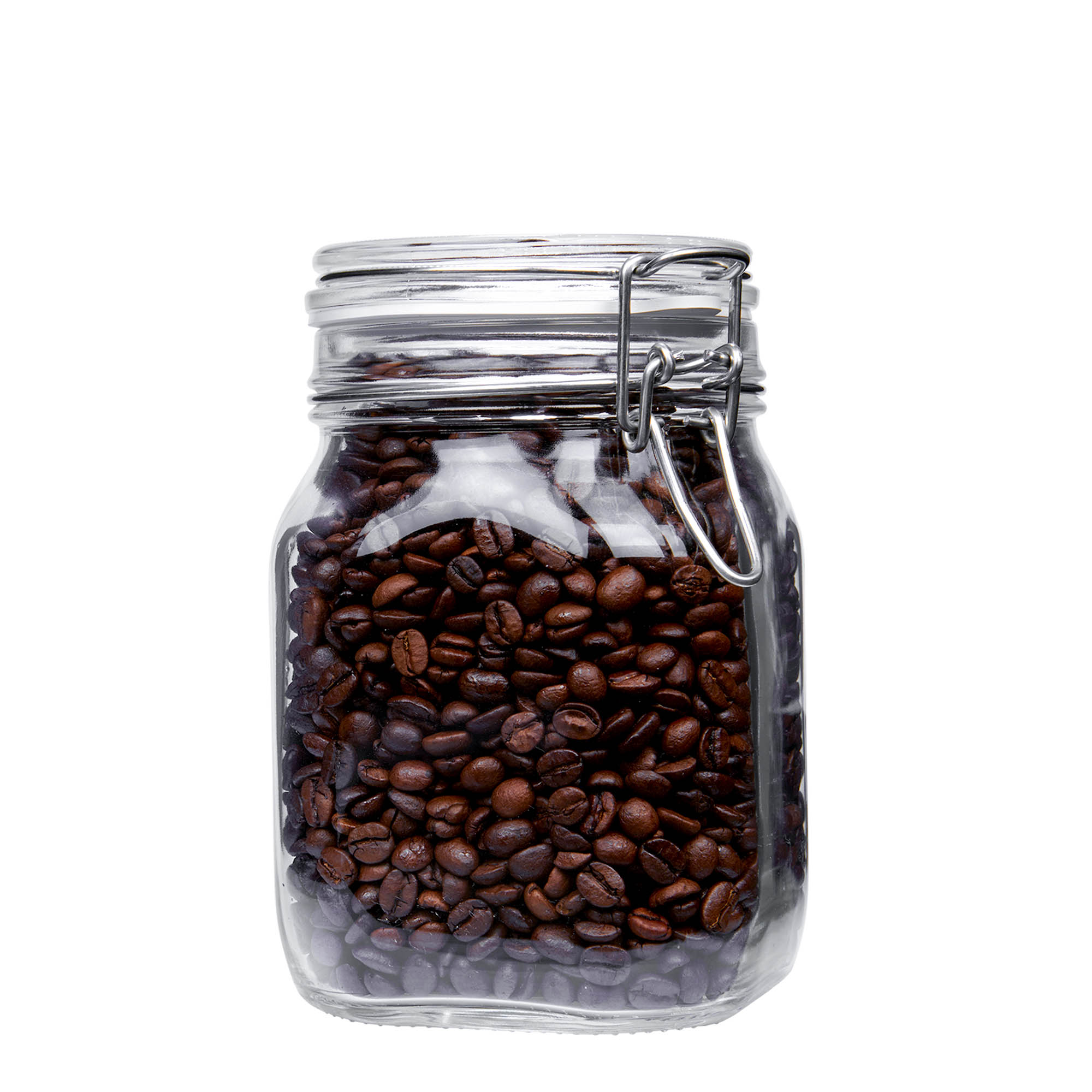 1.000 ml borcan cu clemă metalică „Fido”, pătrat, gura: închidere cu clemă metalică