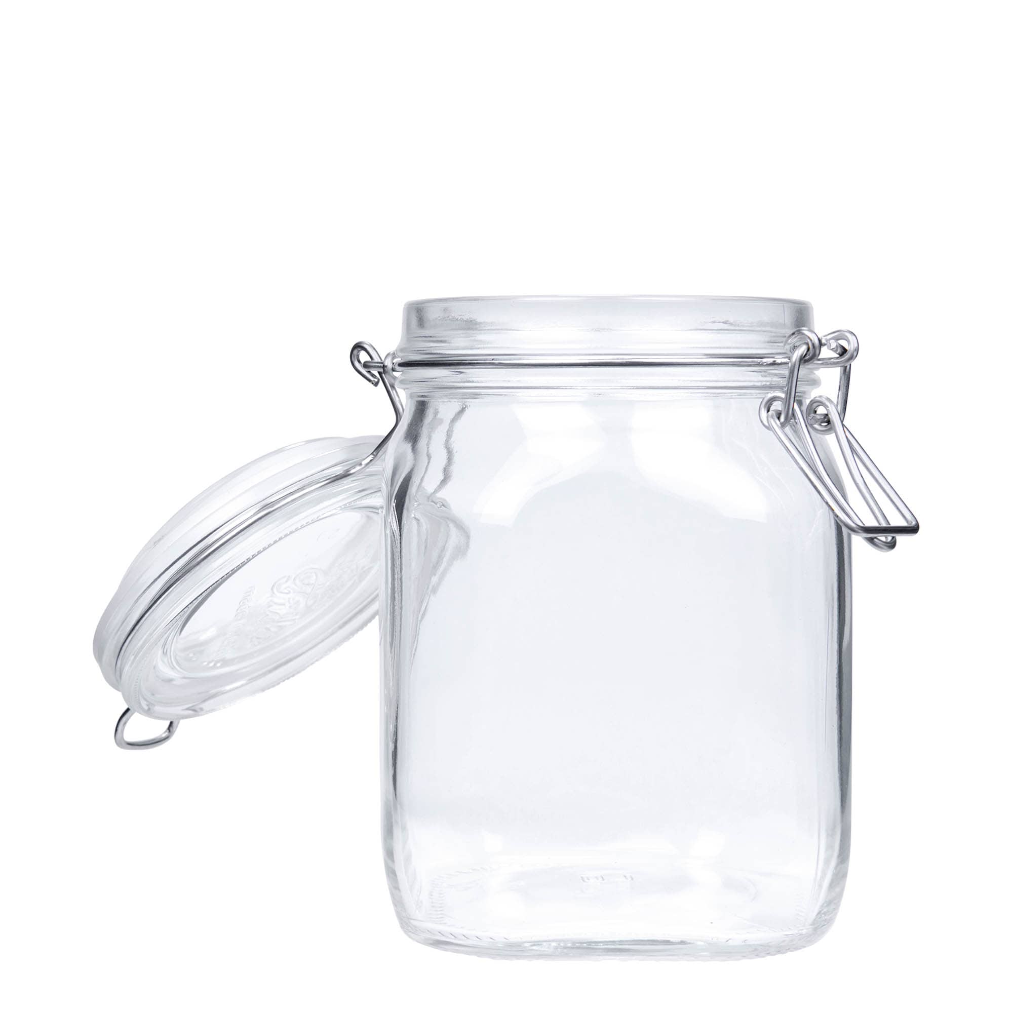 1.000 ml borcan cu clemă metalică „Fido”, pătrat, gura: închidere cu clemă metalică 1.000 ml borcan cu clemă metalică „Fido”, pătrat, gura: închidere cu clemă metalică