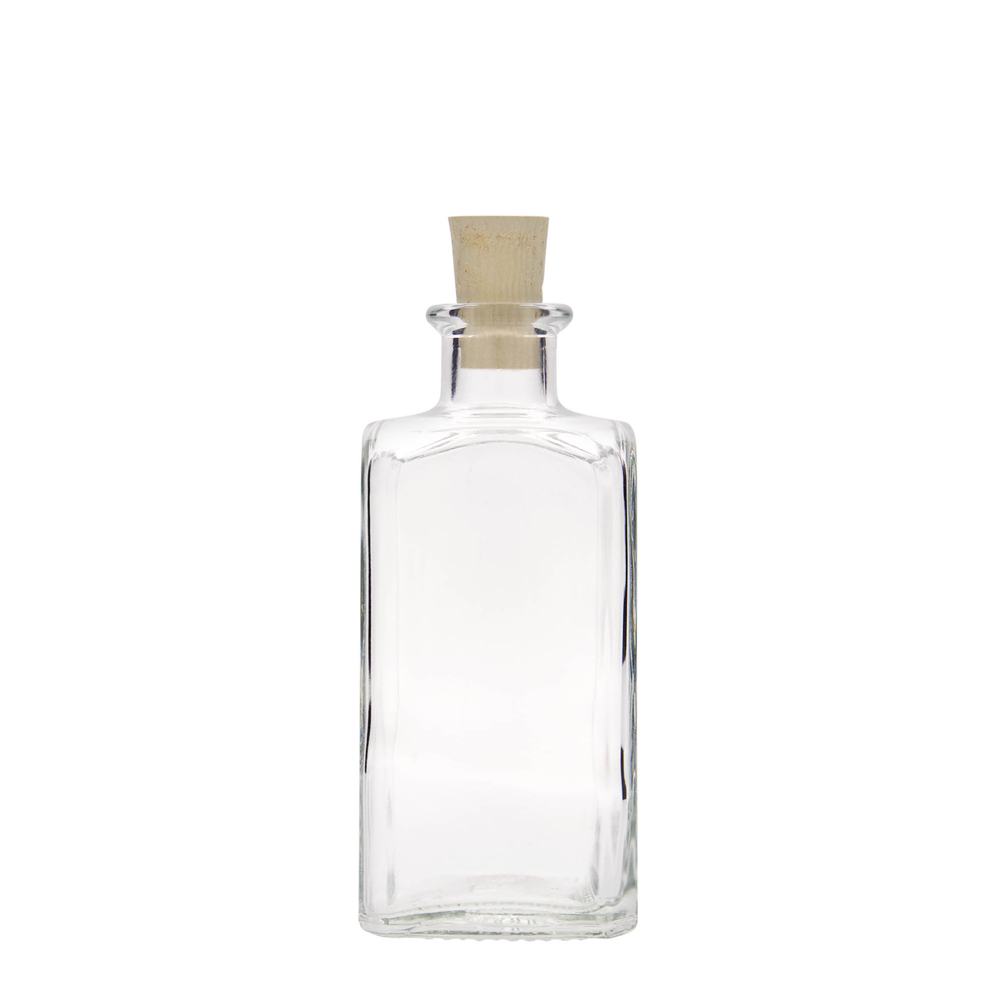 Sticlă de sticlă de 250 ml Apotheker Carré, pătrată, gât: plută Sticlă de sticlă de 250 ml Apotheker Carré, pătrată, gât: plută