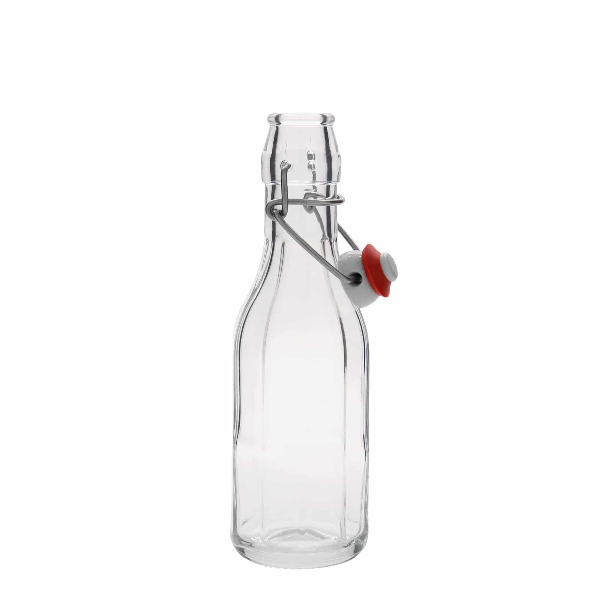Sticlă de sticlă de 250 ml „Bravo”, cu zece colțuri, gura: închidere cu clemă