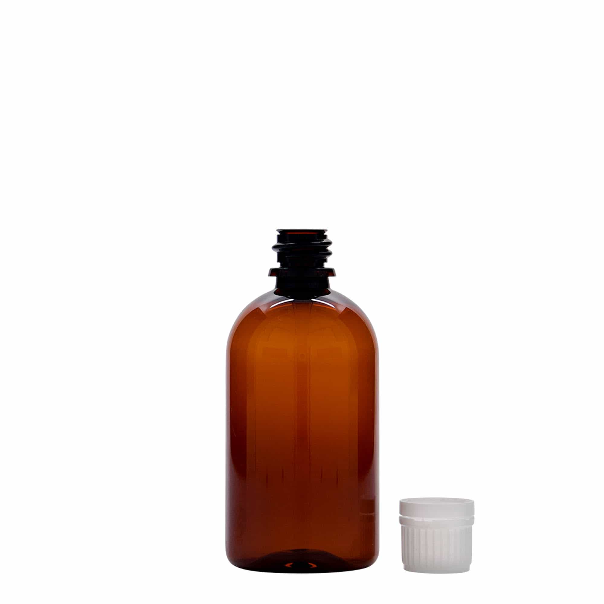 100 ml sticlă medicală PET „Easy Living”, maro, plastic, gura: DIN 18