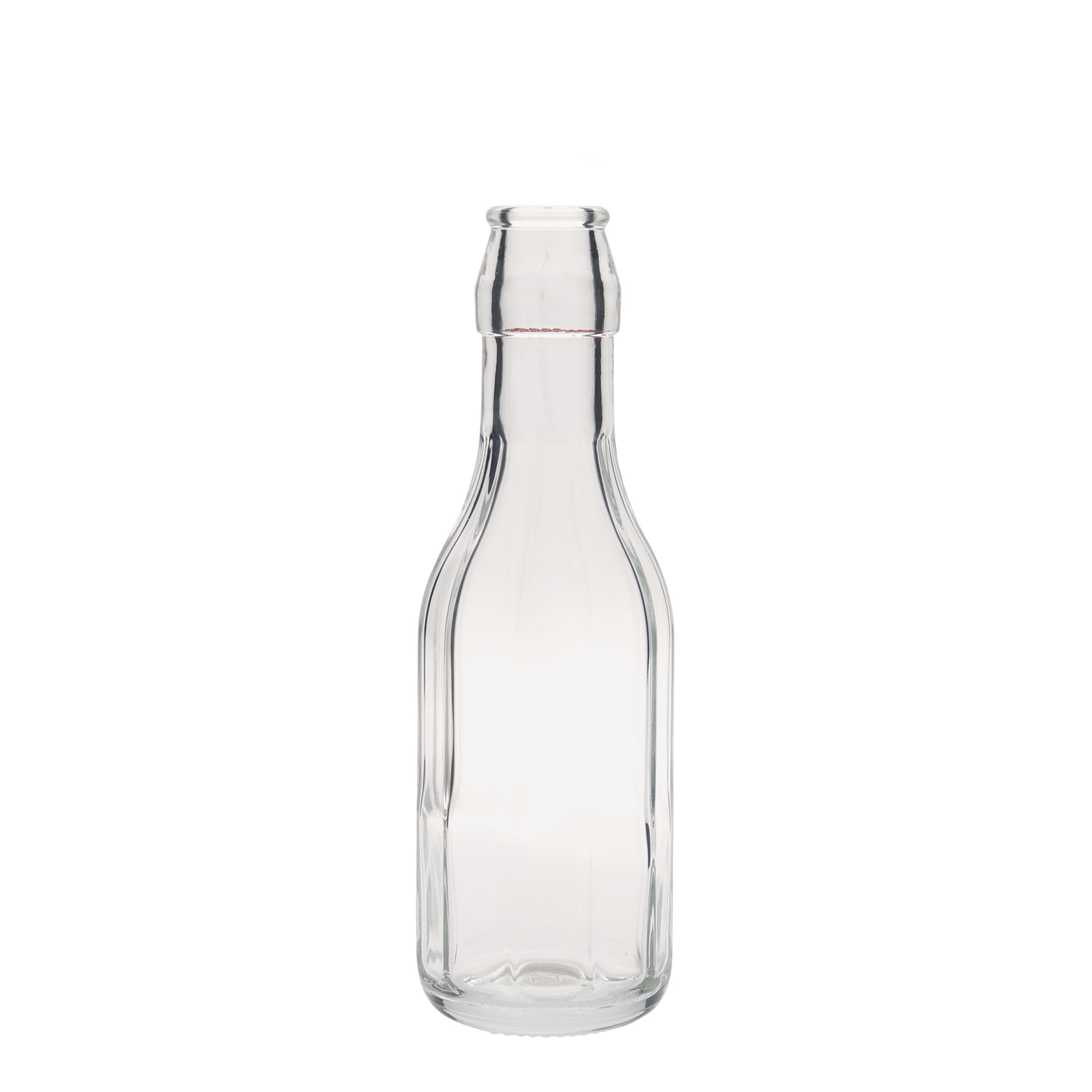 Sticlă de sticlă de 250 ml „Bravo”, cu zece colțuri, gura: închidere cu clemă