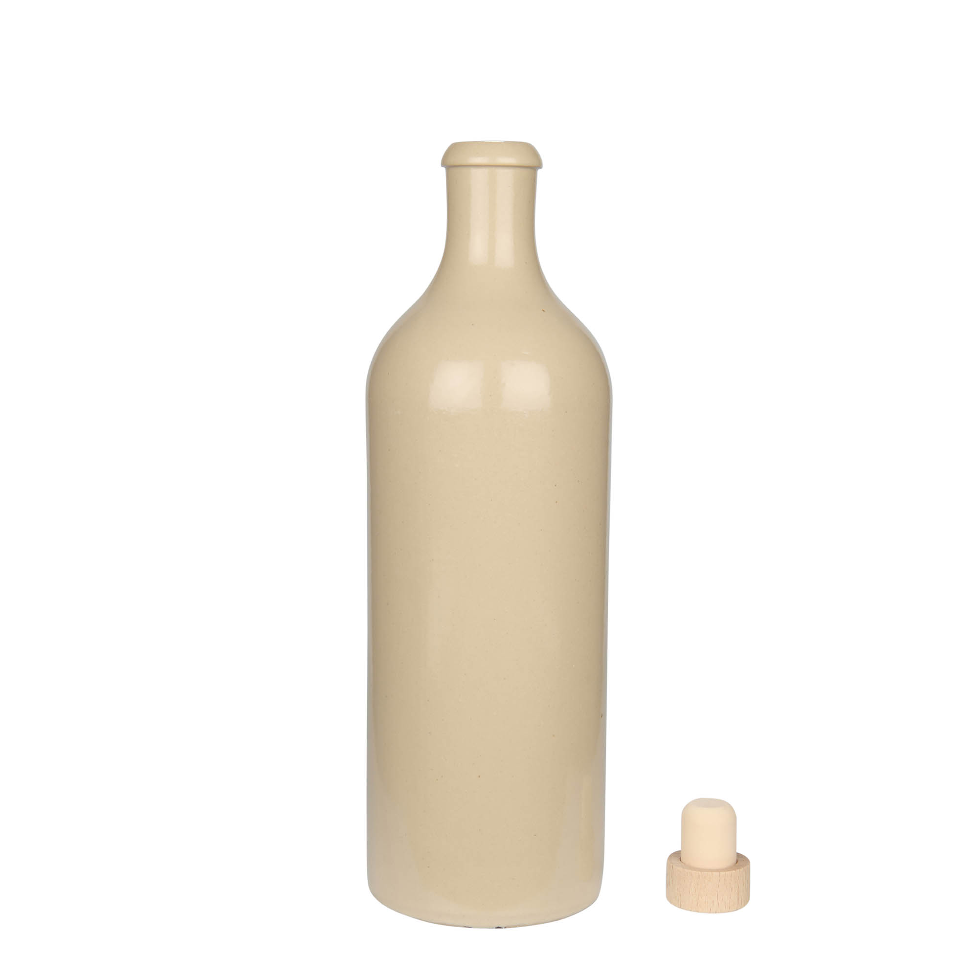 750 ml ulcior de lut, ceramică, bej, gură: dop de plută