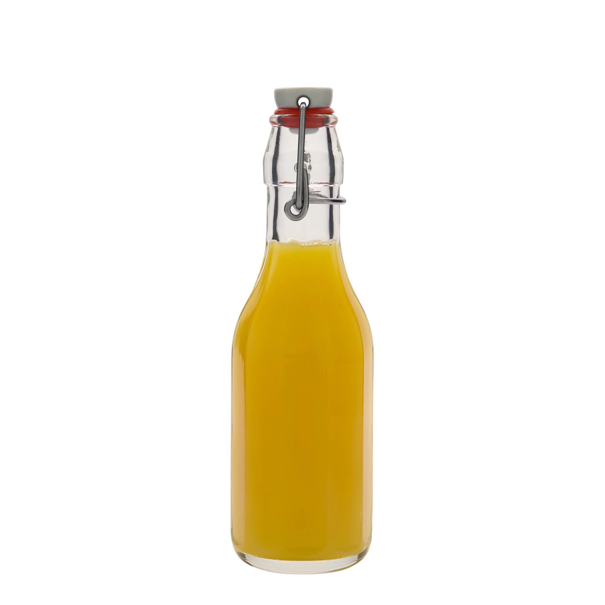 Sticlă de sticlă de 250 ml „Bravo”, cu zece colțuri, gura: închidere cu clemă