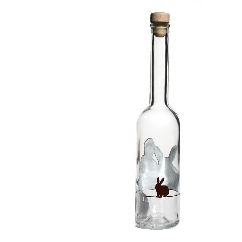Sticlă de sticlă de 500 ml „Opera”, motiv: iepure, gât: dop