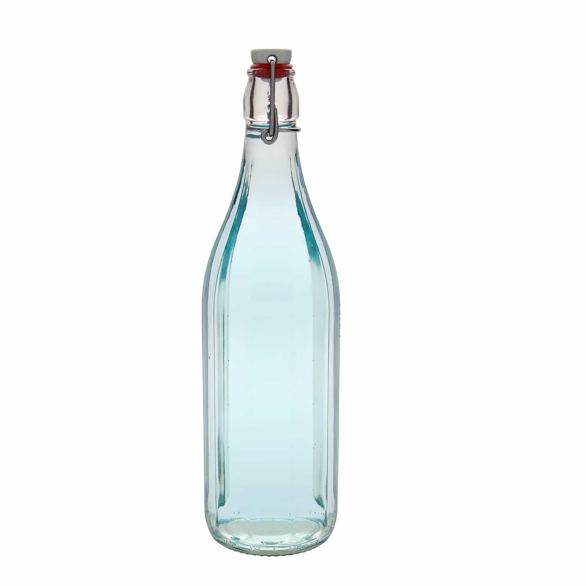 Sticlă de sticlă 1.000 ml „Bravo” #, cu zece colțuri, gură: închidere cu clemă
