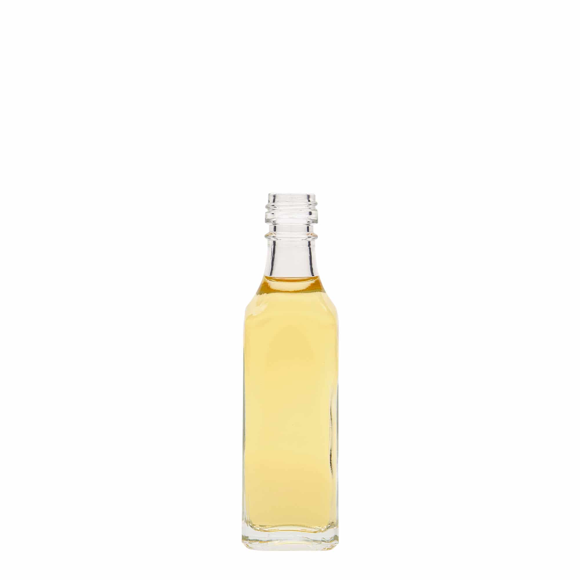 Sticlă de sticlă de 50 ml „Siena”, pătrată, gura: PP 18