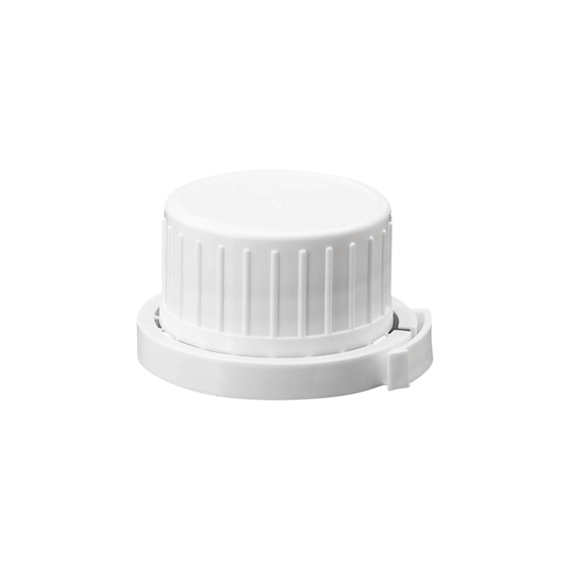 Capac cu filet pentru sticlă de aluminiu, plastic PP, alb, pentru gura sticlei: DIN 32