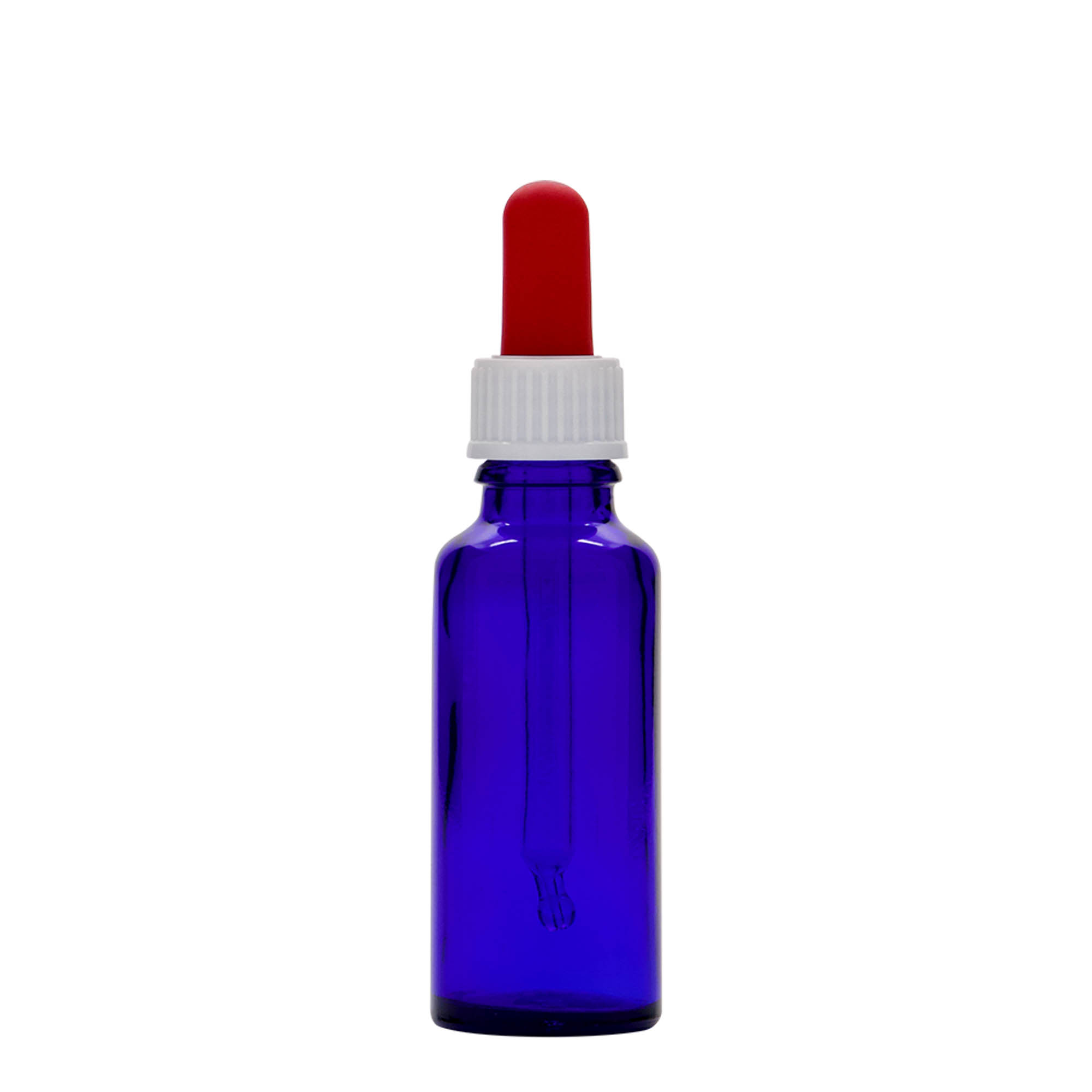 30 ml sticlă cu picurător, medicală, sticlă, albastru regal-roșu, gura: DIN 18 30 ml sticlă cu picurător, medicală, sticlă, albastru regal-roșu, gura: DIN 18