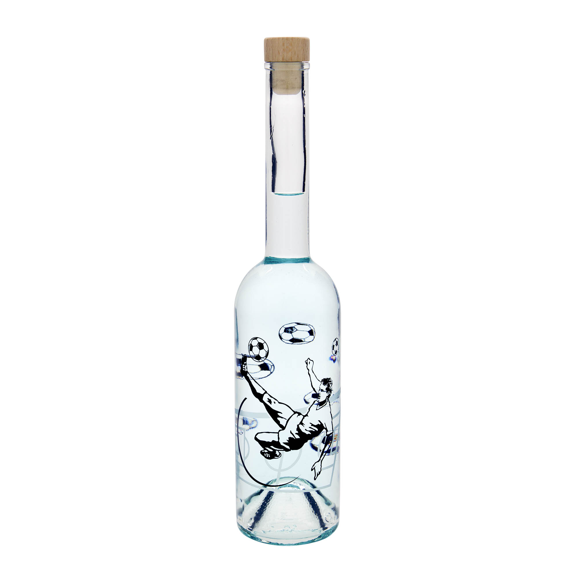 Sticlă de sticlă de 500 ml „Opera”, motiv: jucător de fotbal, gura: dop de plută
