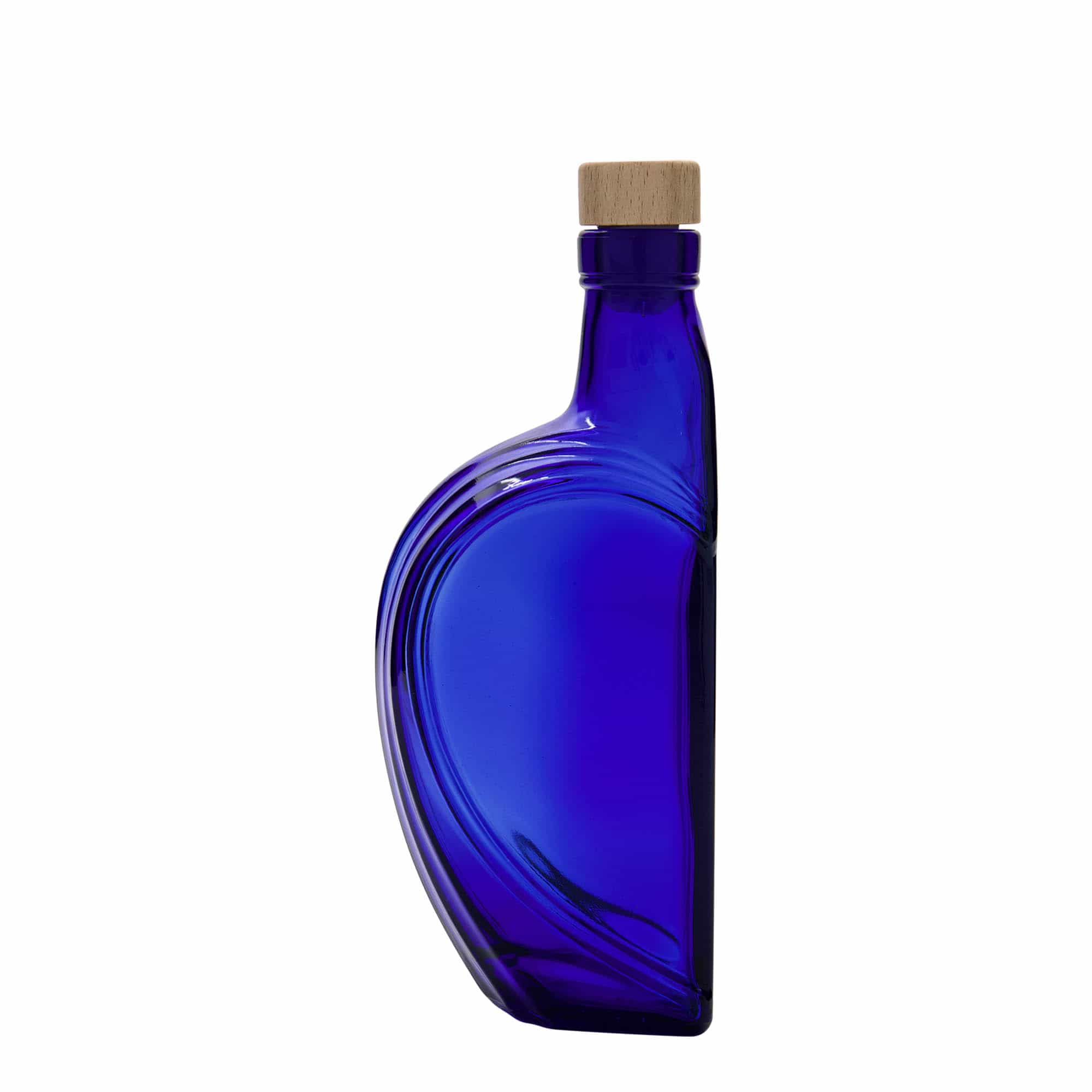 Sticlă de sticlă 375 ml „Sweethearts”, dreptunghiulară, albastru regal, gât: dop de plută