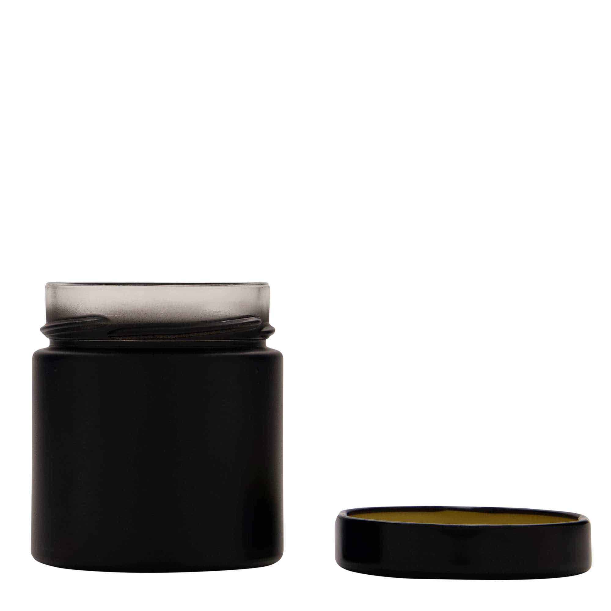 220 ml borcan rotund 'Aurora', negru, gura: Deep-Twist-Off (DTO 66)