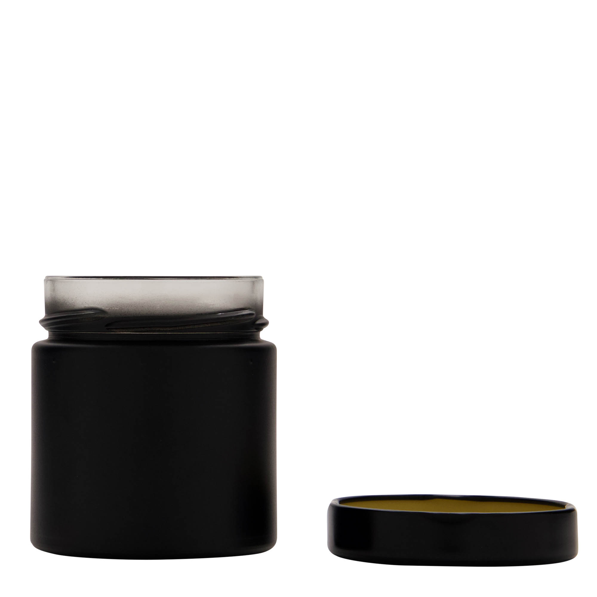 220 ml borcan rotund 'Aurora', negru, gura: Deep-Twist-Off (DTO 66)