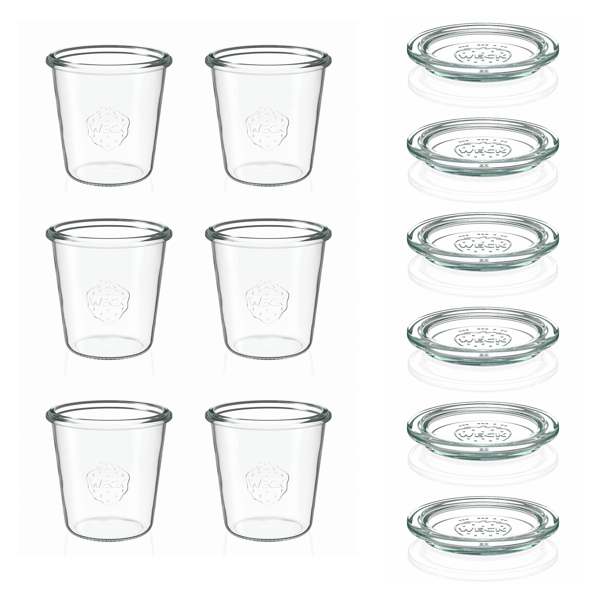 6x 290 ml borcan WECK cu gura largă înalt cu capac de sticlă RR 80
