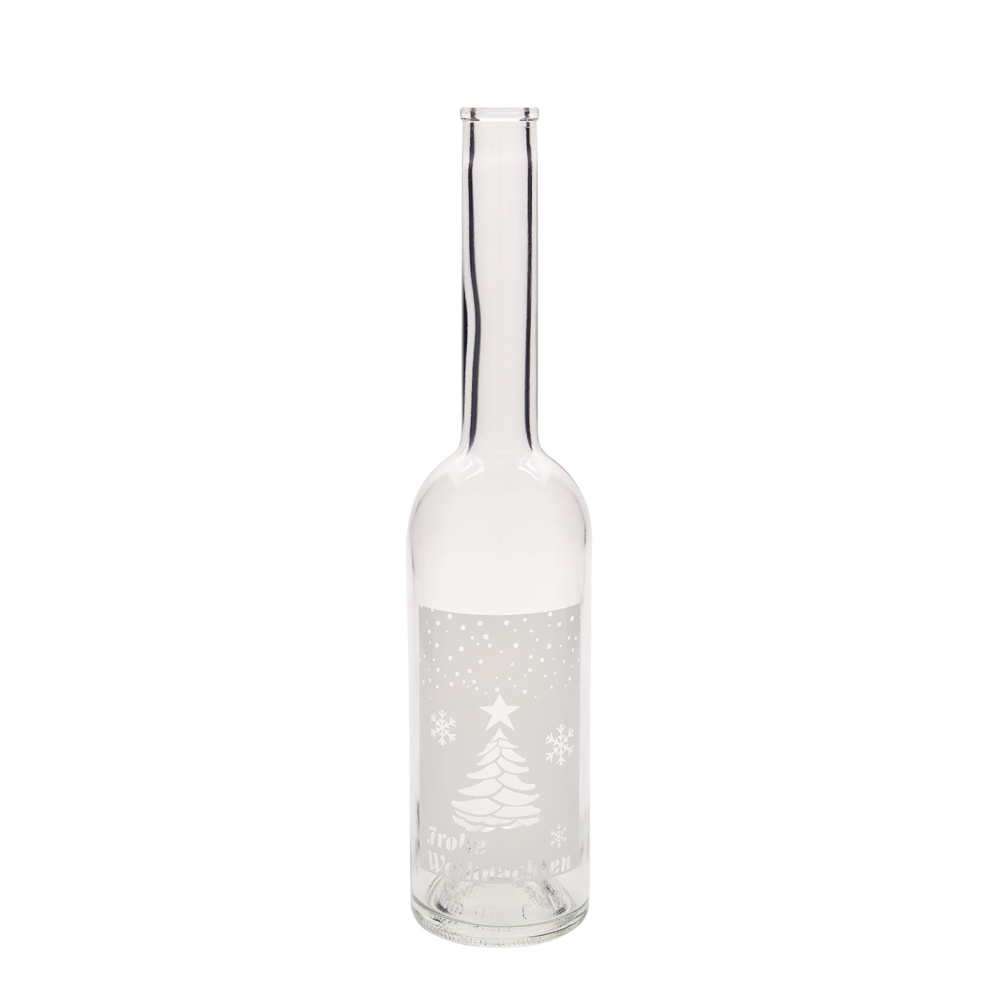 Sticlă de sticlă de 500 ml „Opera”, motiv: Crăciun alb, gură: dop de plută Sticlă de sticlă de 500 ml „Opera”, motiv: Crăciun alb, gură: dop de plută
