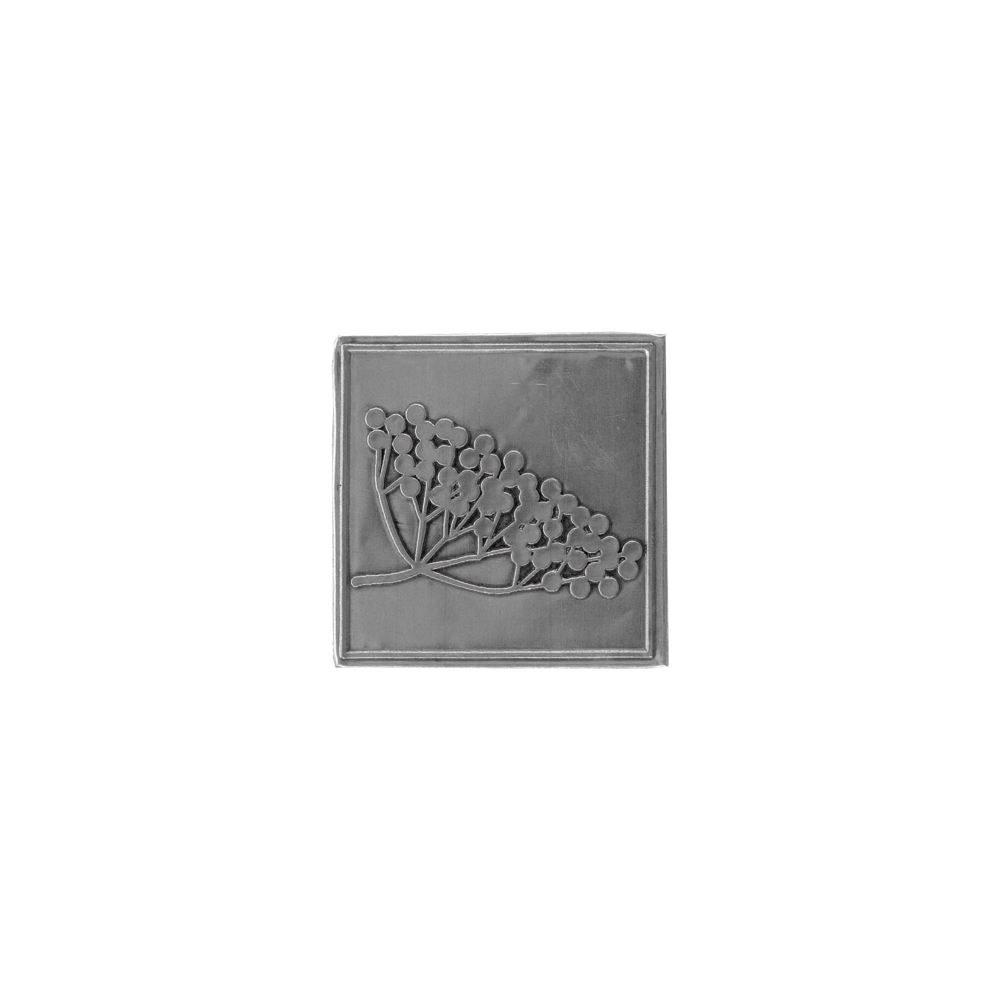 Etichetă de cositor „Soc”, pătrată, metal, argintiu Etichetă de cositor „Soc”, pătrată, metal, argintiu