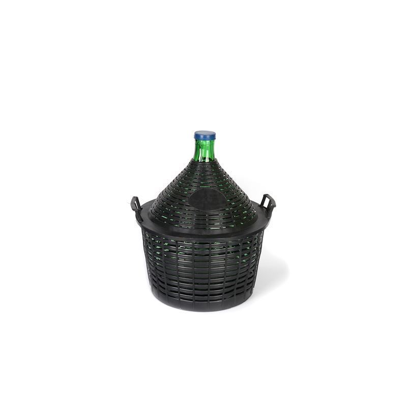 Butelie cu balon de 20 l, gât îngust, sticlă, verde, gură: capac cu clapetă