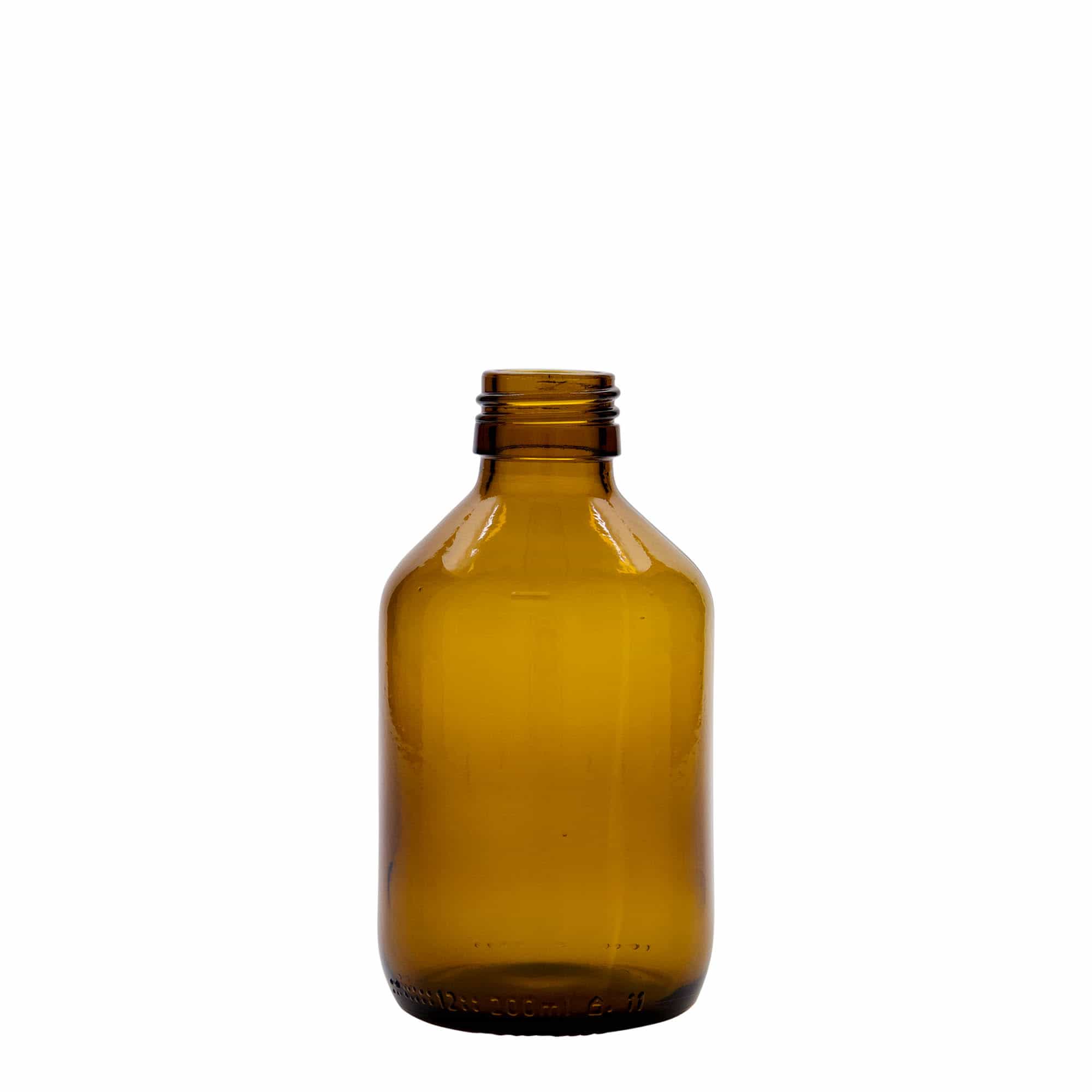 200 ml sticlă medicală, maro, sticlă, gât: PP 28 200 ml sticlă medicală, maro, sticlă, gât: PP 28